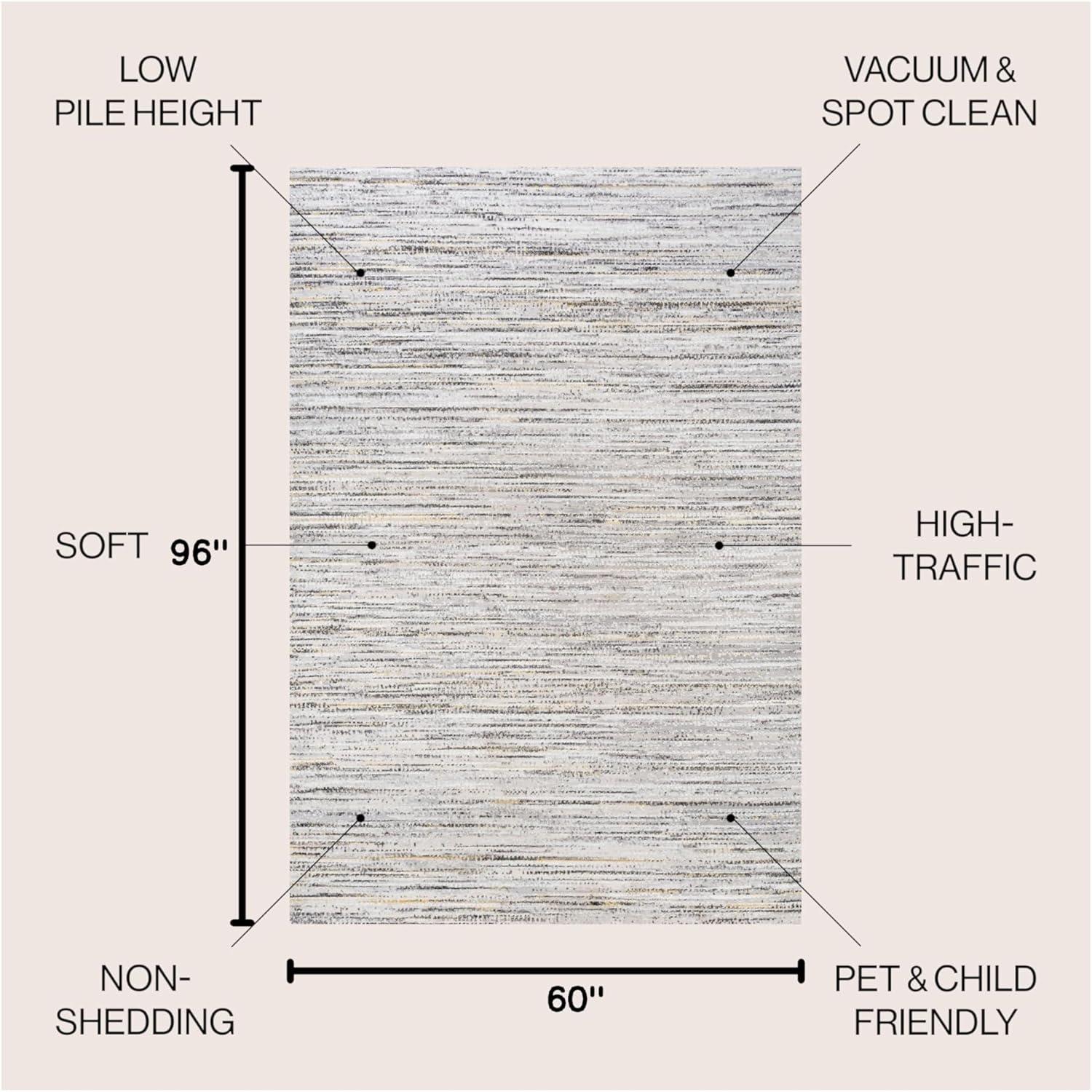 5'x8' Loom Modern Strie'  Area Rug, Gray/Black - JONATHAN Y