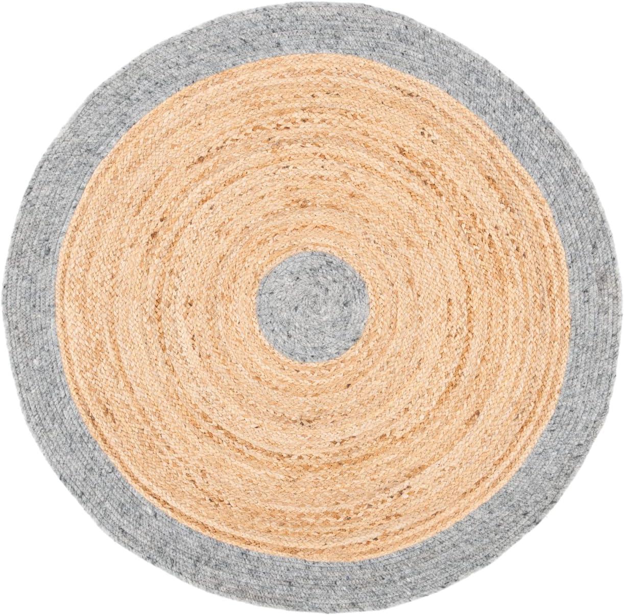 Braided BRD910 Hand Woven Indoor Accent Rug - Grey/Natural - 3' Round - Safavieh