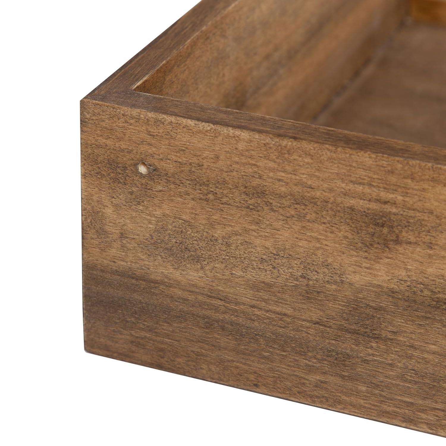 4.5" x 2.2" 2pk Levie Floating Corner Wooden Wall Shelf Set Brown - Kate & Laurel All Things Decor