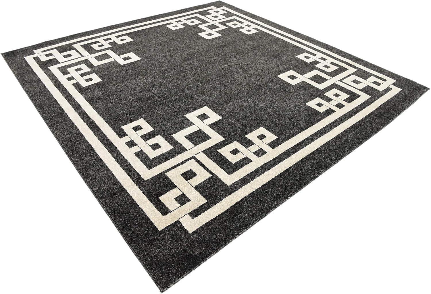 Athens Black and Beige Geometric Square Area Rug