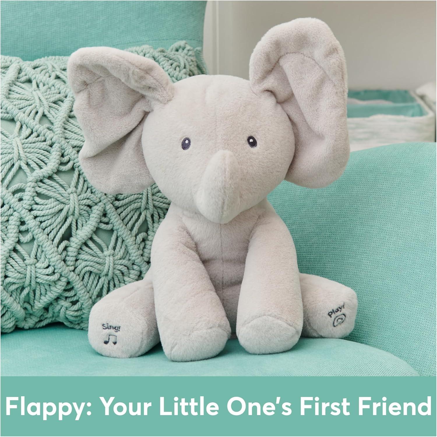 GUND Baby Animated Flappy The Elephant Stuffed Animal Plush, Gray, 12"