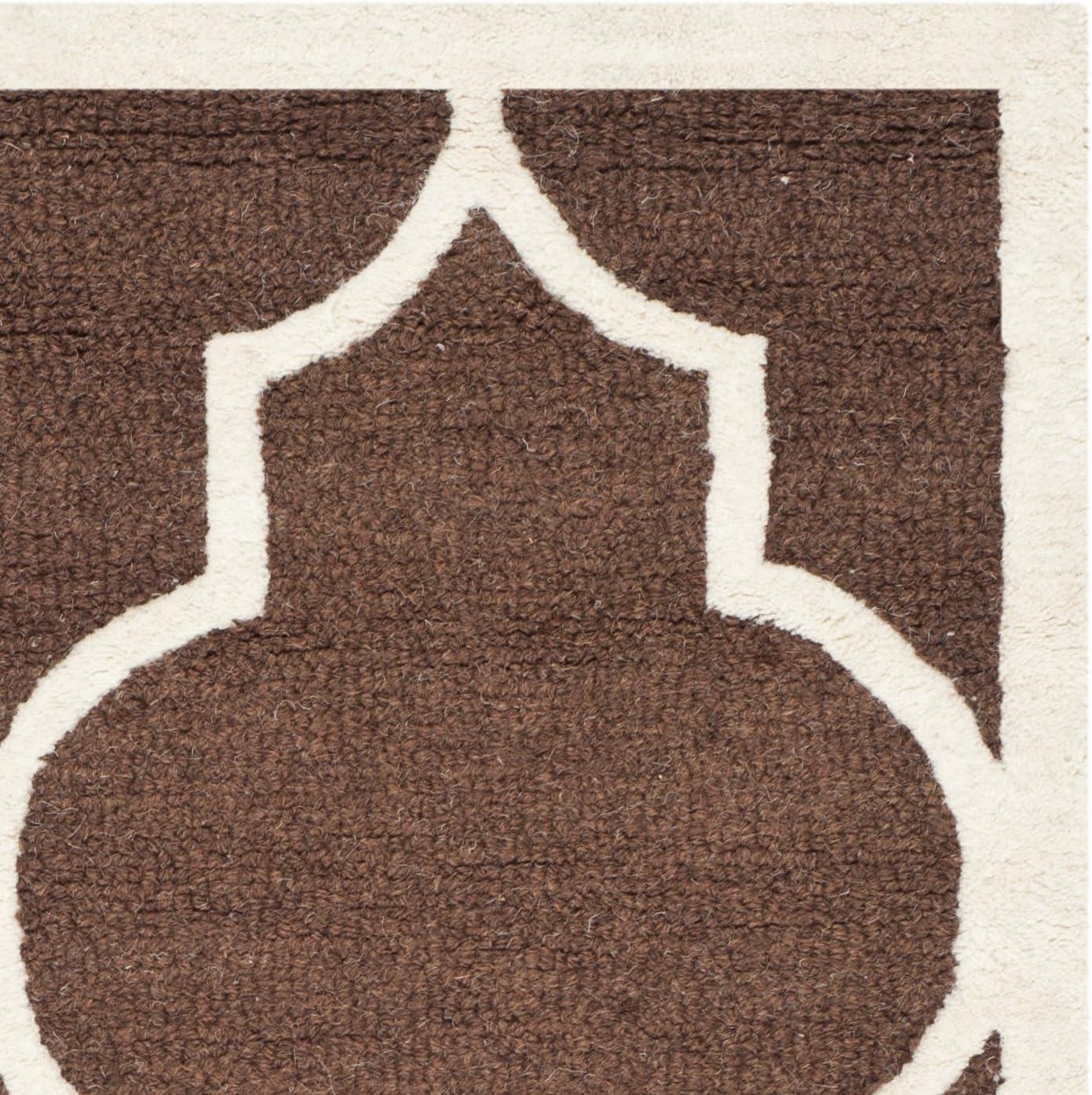 SAFAVIEH Cambridge Kevin Geometric Wool Area Rug, Dark Brown/Ivory, 3' x 5'