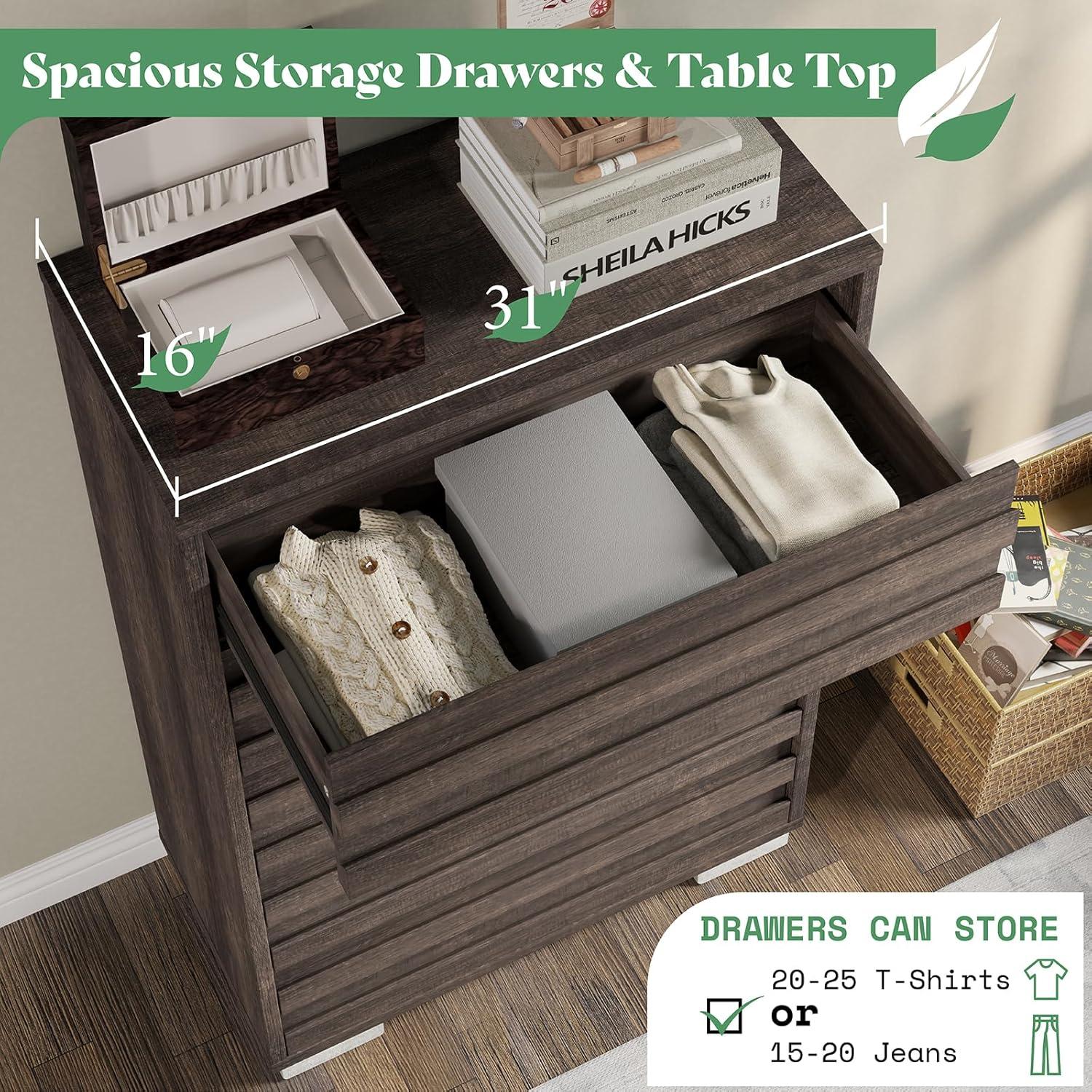 Louby 6 Drawers Dresser For Bedroom, 54" Wide Chest Of Drawers