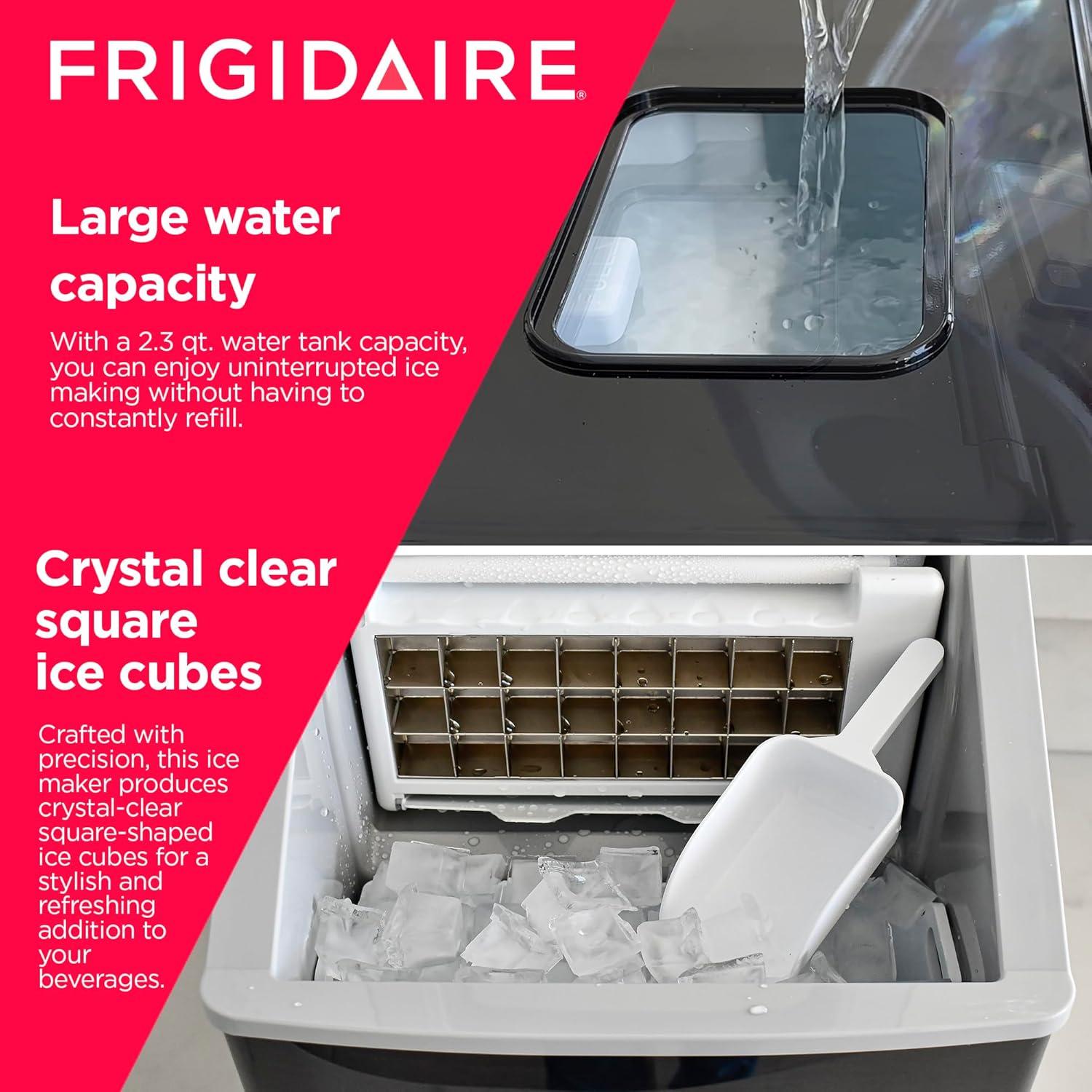 Frigidaire 40lbs. Countertop Clear Square Ice Maker - Black