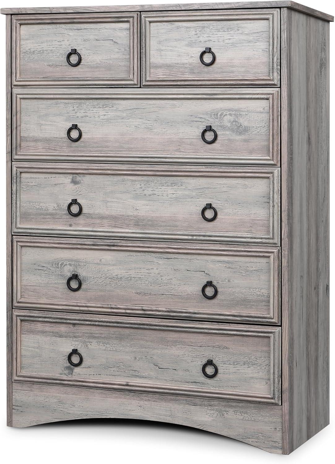 6 Drawer Dresser, Tall Wood Chest of Drawers Dressers for Bedroom, Living Room, Gray