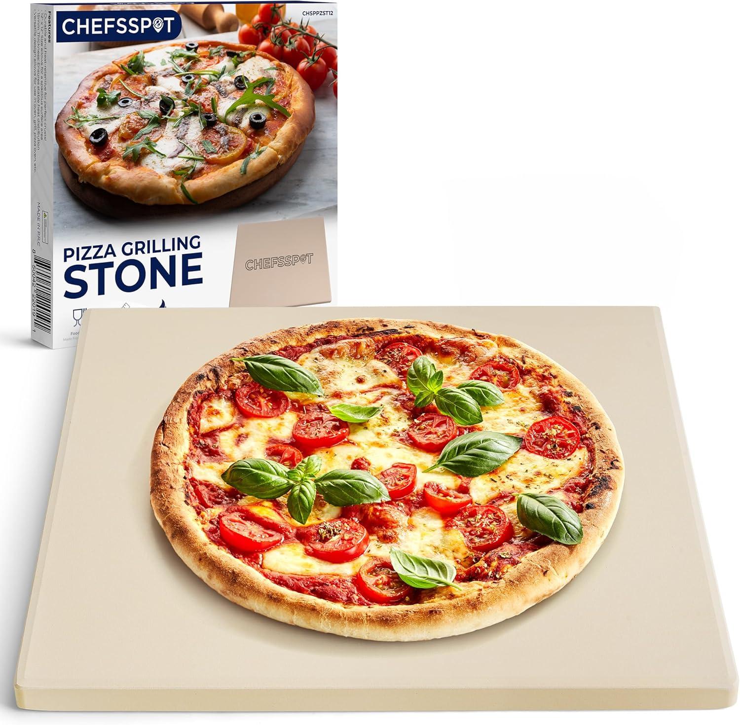 CHEFSPOT CHEFSPOT Cordierite Pizza Stone for Grill, Oven and Pizza Oven - 12" x 12" - 0.6" Thick