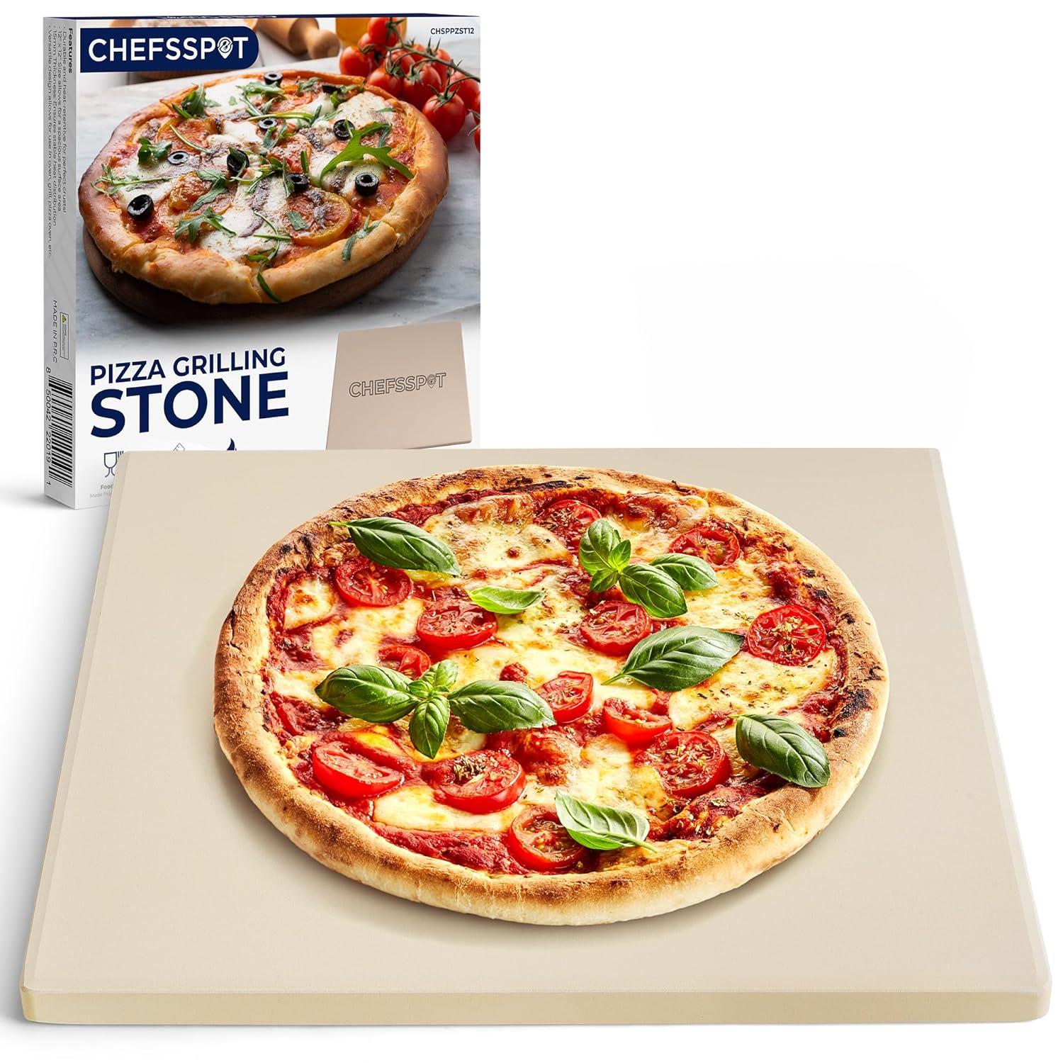 CHEFSPOT CHEFSPOT Cordierite Pizza Stone for Grill, Oven and Pizza Oven - 12" x 12" - 0.6" Thick