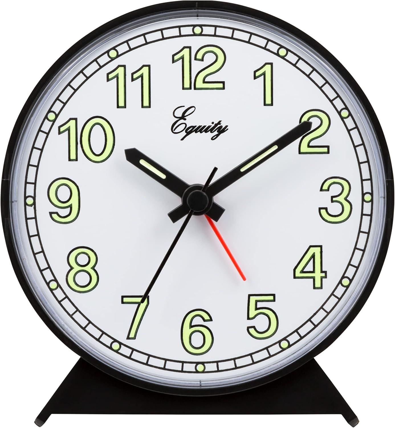 Equity Battery-Operated Black Analog Quartz Alarm Clock, 14077