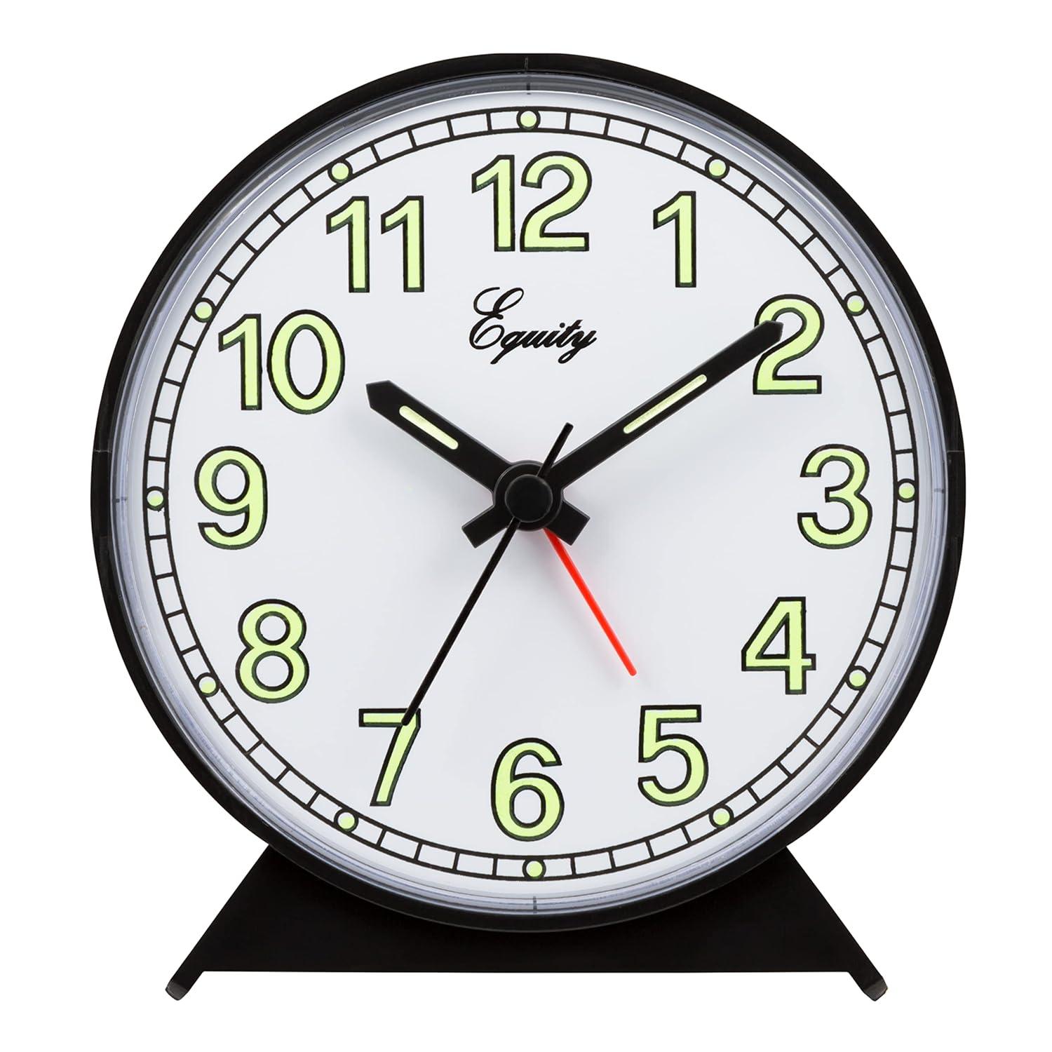 Equity Battery-Operated Black Analog Quartz Alarm Clock, 14077