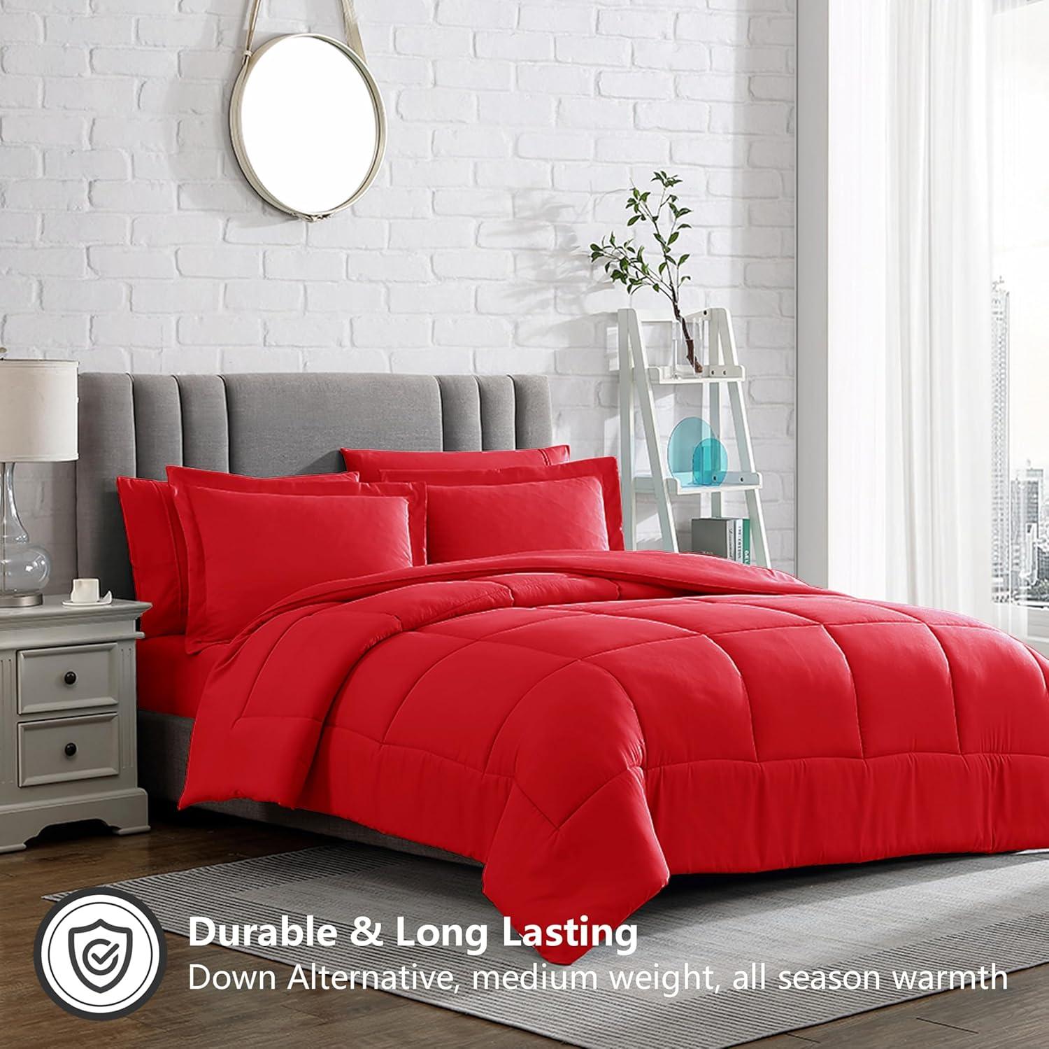 Twin Red Down Alternative Microfiber Comforter Set