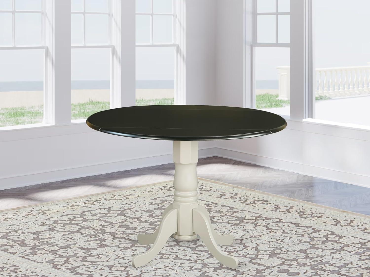 East West Furniture,Dining Table Black & Linen White