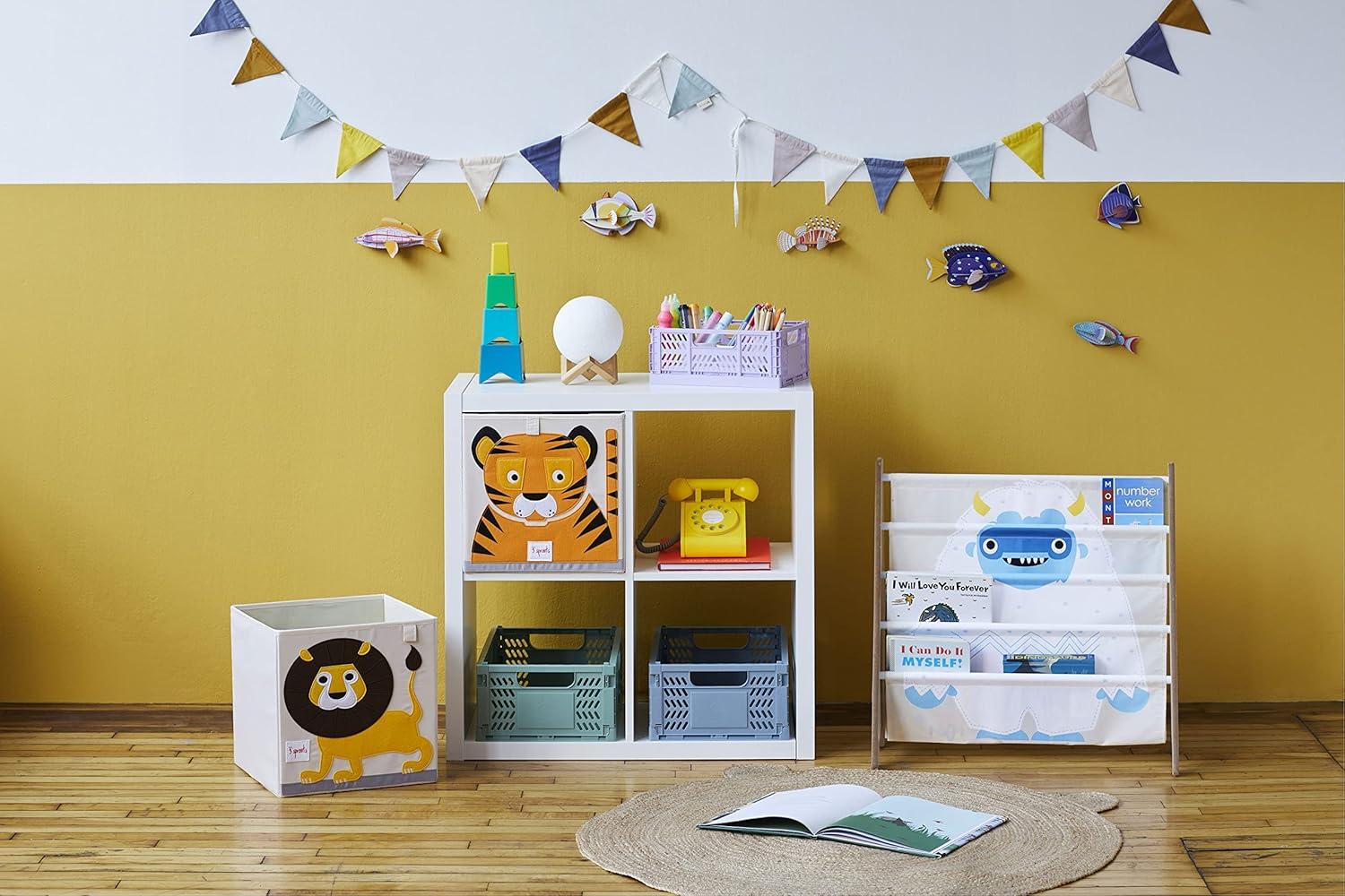 3 Sprouts Rectangular Recycled Plastic Foldable Crate (Large Size) - Green