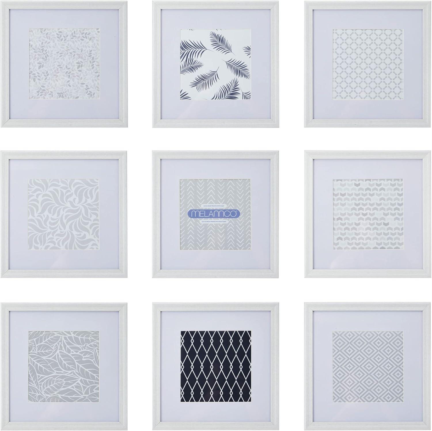 Melannco Melannco 9 Pieces 12.8 x 12.8 Inch Beige Wood Photo Frames to Hold 12x12 Photo Without Mat