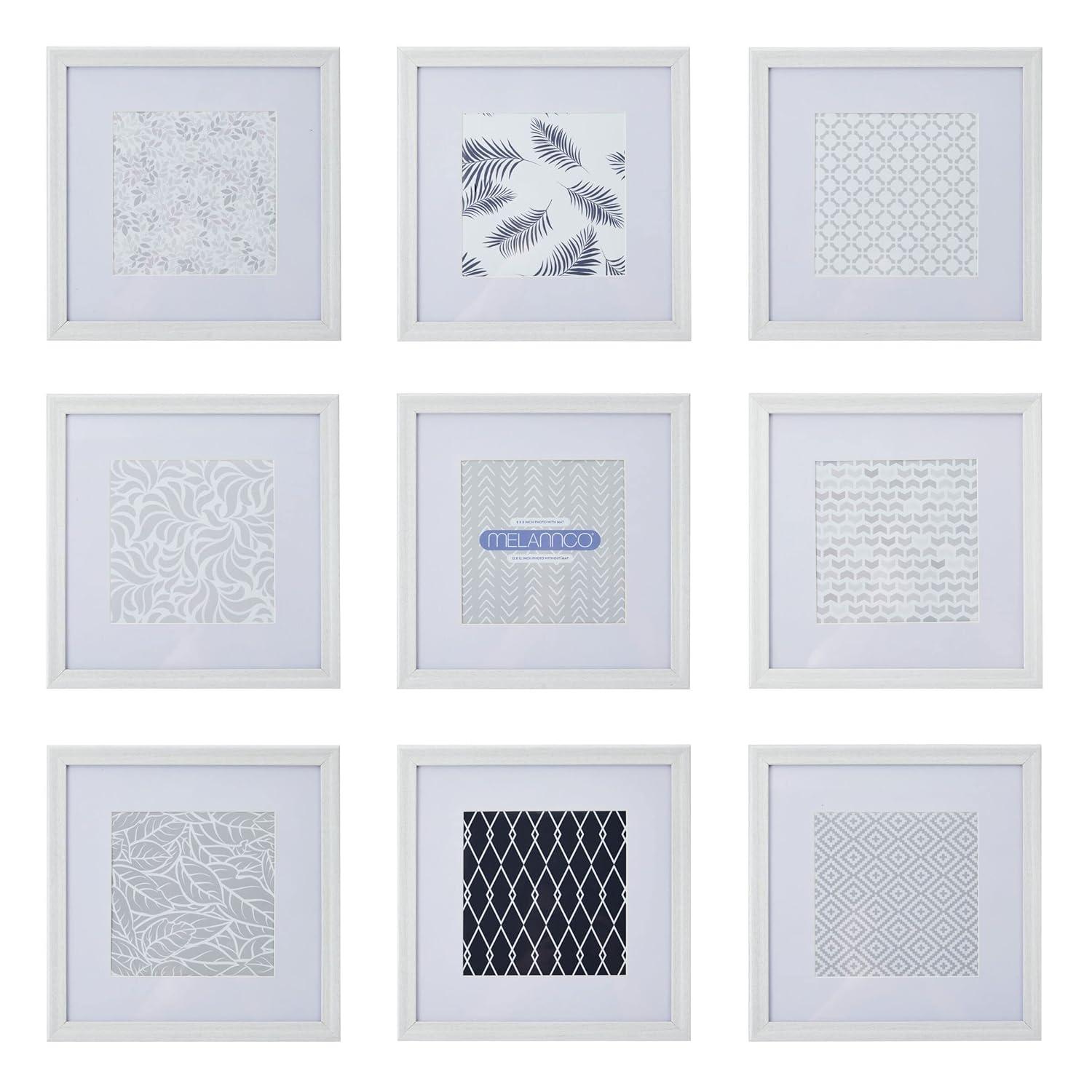 Melannco Melannco 9 Pieces 12.8 x 12.8 Inch Beige Wood Photo Frames to Hold 12x12 Photo Without Mat