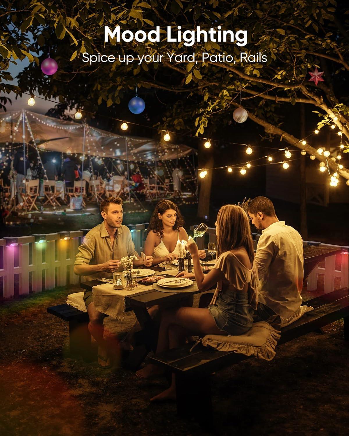 JACKYLED 16 Pack Deck Lights Solar Powered Color Changing, Outdoor Solar Fence Lights Waterproof LED Stair Lights for Patio Step Railing Wall Garden