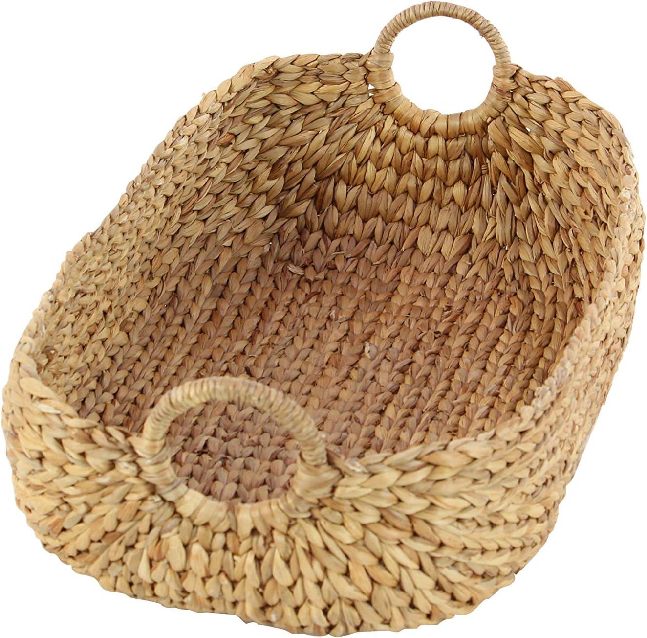 DecMode 23", 21", 19", 16", Brown Seagrass Handmade Storage Basket with Metal Handles, 5-Pieces