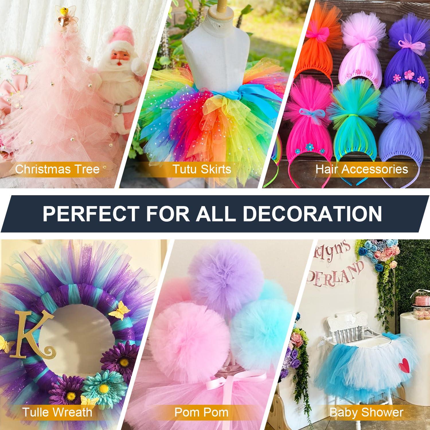 NANAHuang Tulle Fabric Rolls 6 Inch 100 Yards (300 feet) Organza Tulle Polyester Netting Spool for Wedding Decorations Gift shower Crafts Tutu Skirt-Soft & Drape (Apple Green)