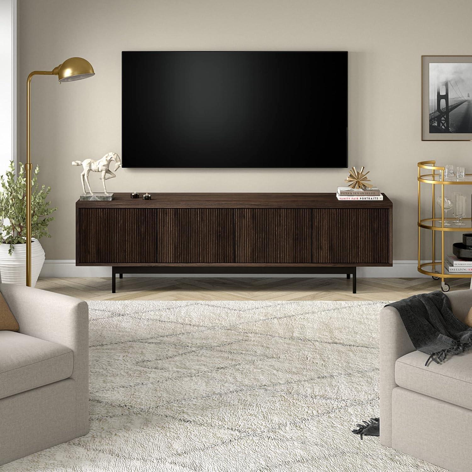 Evelyn&Zoe Whitman Rectangular TV Stand for TV's up to 75" in Alder Brown