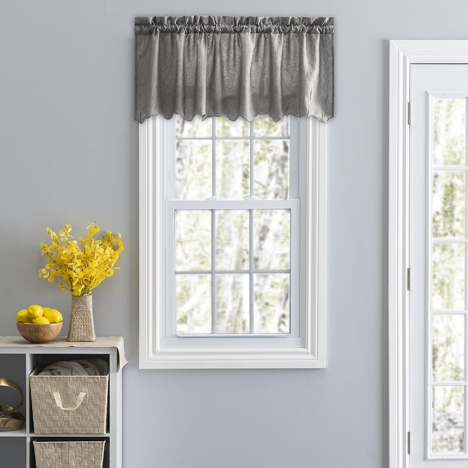 Portland Grey Crushed Taffeta Rod Pocket Valance 48x15