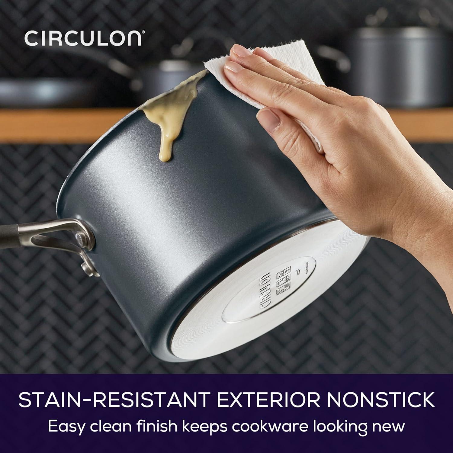 Circulon Circulon ScratchDefense with ScratchDefense Nonstick Induction Pots and Pans Cookware Set, 10 Piece, Graphite
