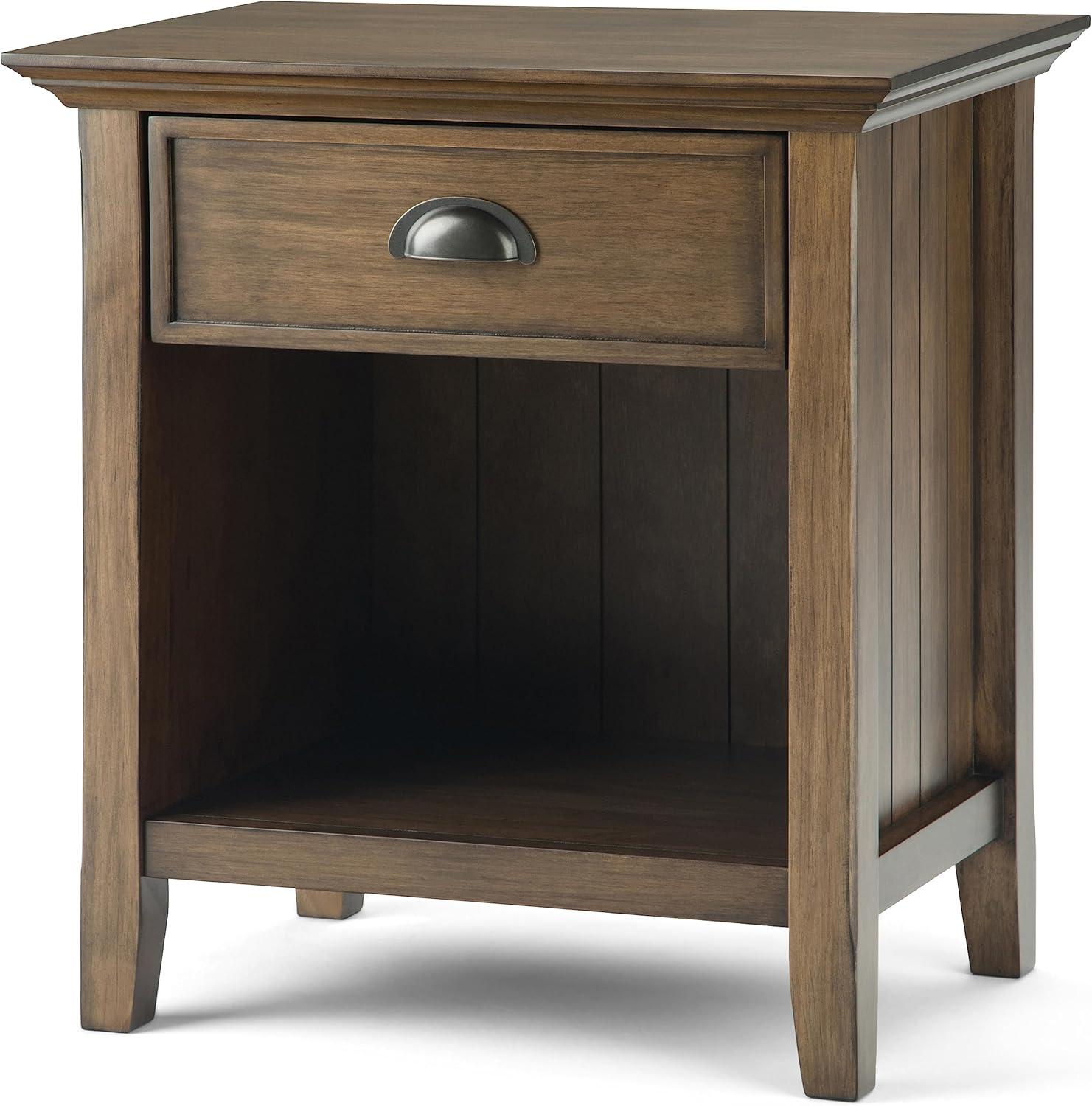Simpli Home Acadian Solid Wood Bedside Table In Rustic Natural Aged Brown