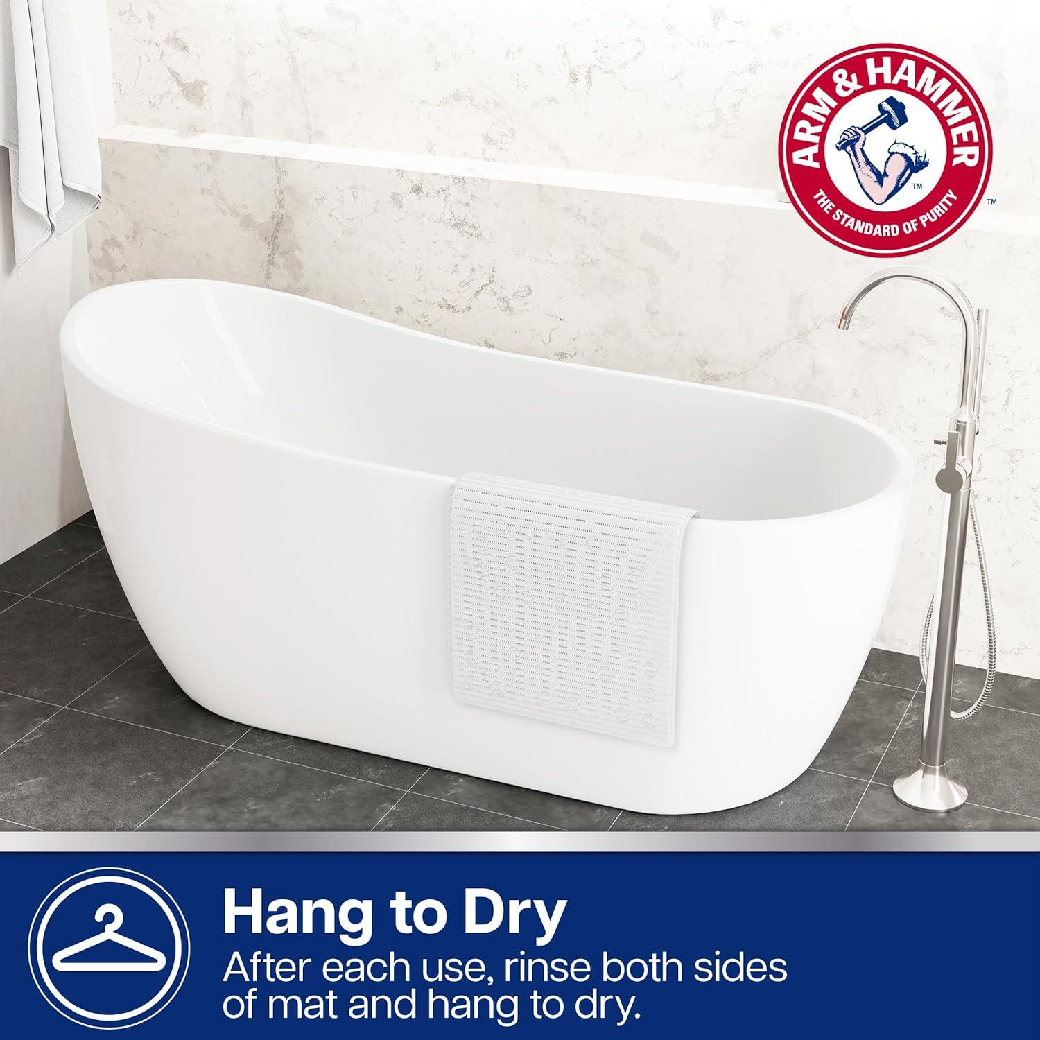 Arm & Hammer Comfort Touch Performance Foam Non-Slip Bath Mat for Showers and Tubs, 17 x 40, White