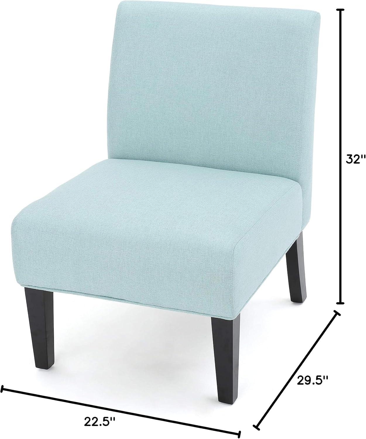 Light Blue Fabric Accent Chair with Rubberwood Legs