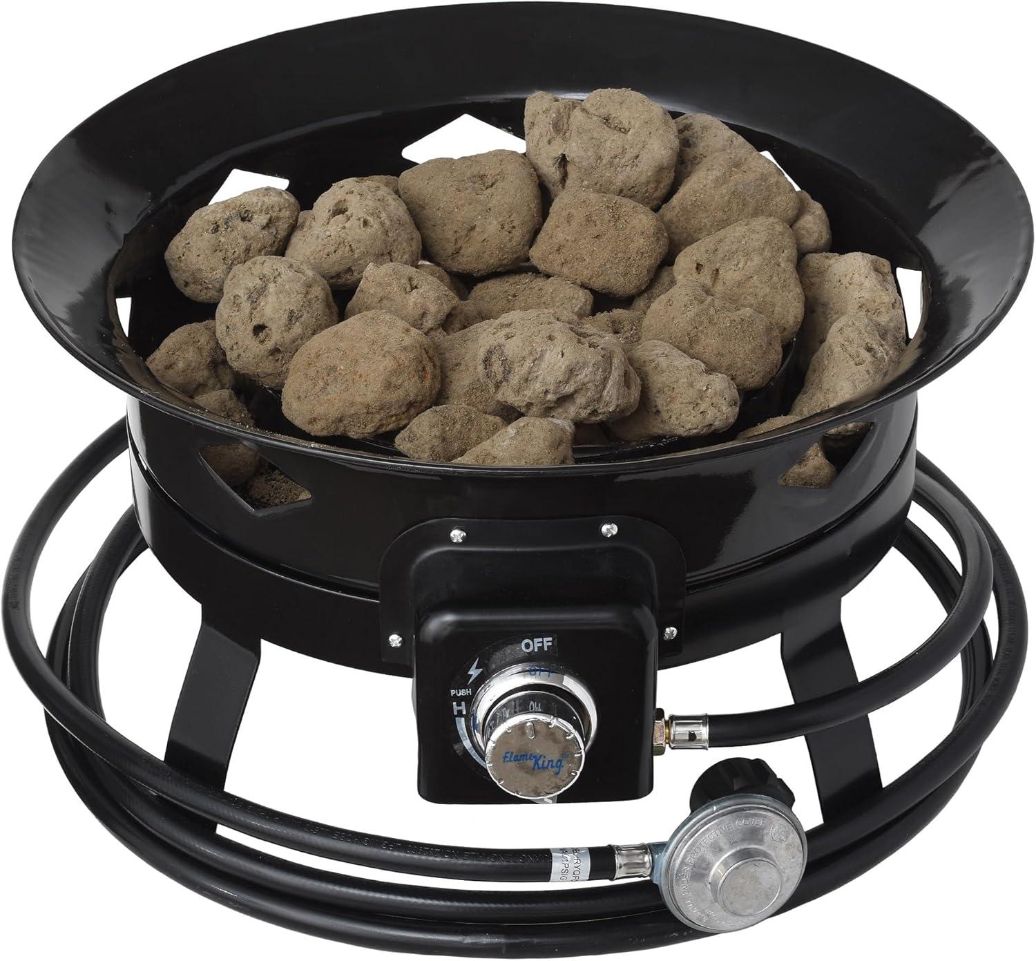 Flame King Smokeless Propane Fire Pit, Portable Fire Pit Propane Stove 58K BTU, Self Igniter, 19”