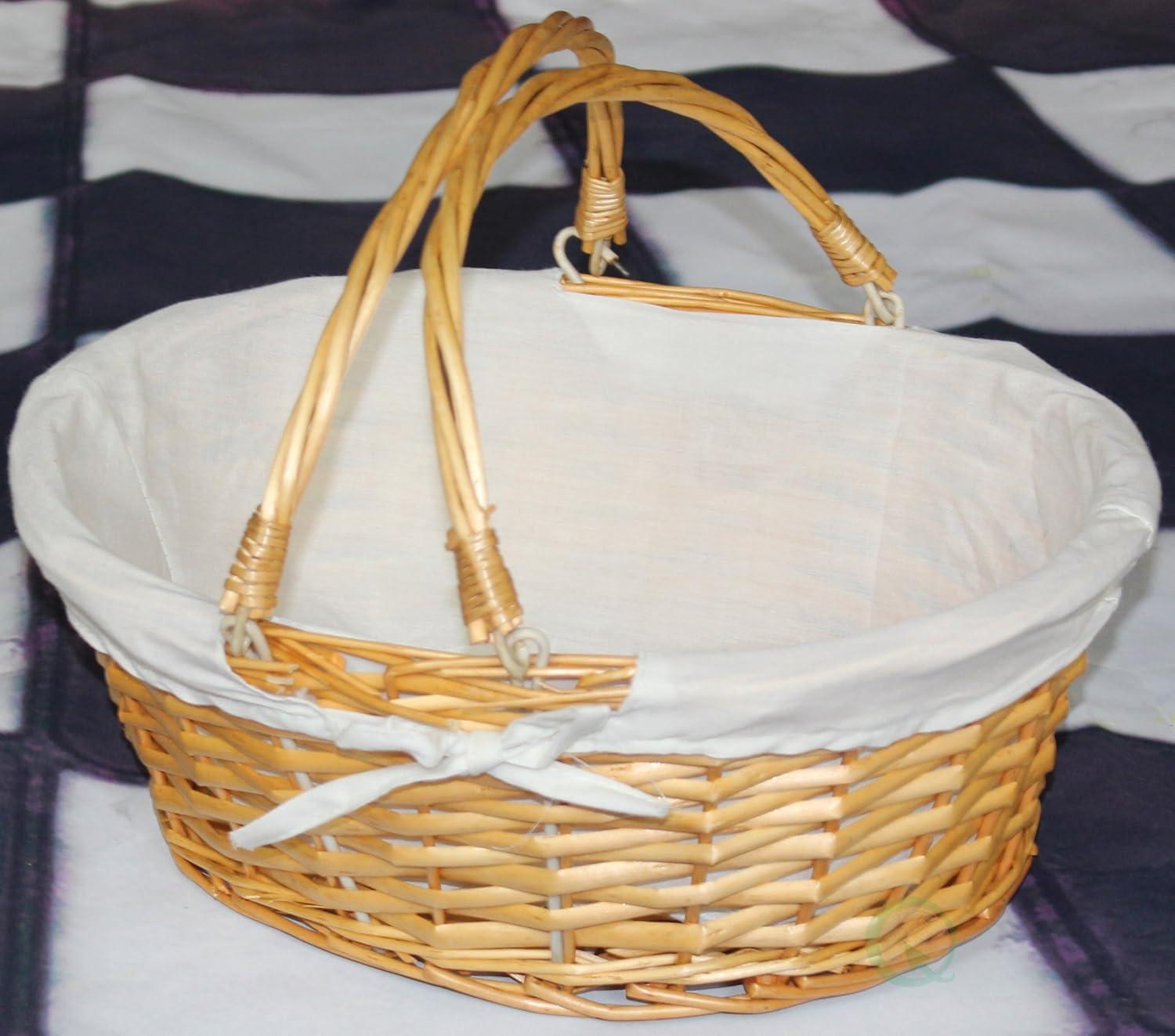 Elegant Oval Wicker Storage Basket with Fabric Lining