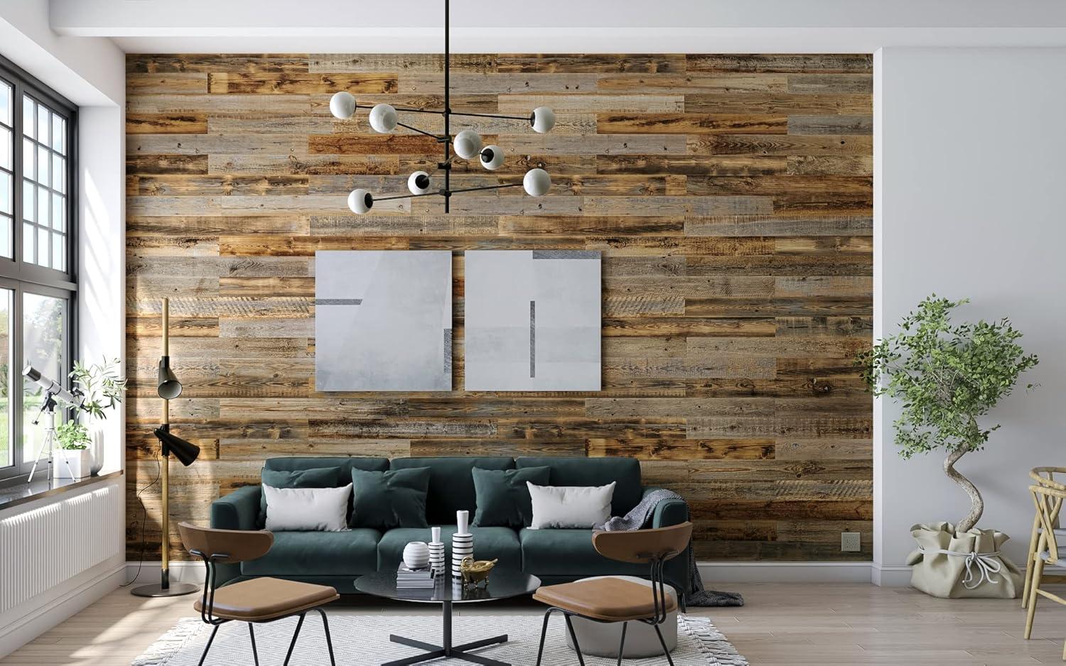 Grey Amber Reclaimed Wood Wall Panels, 46.5" x 5"