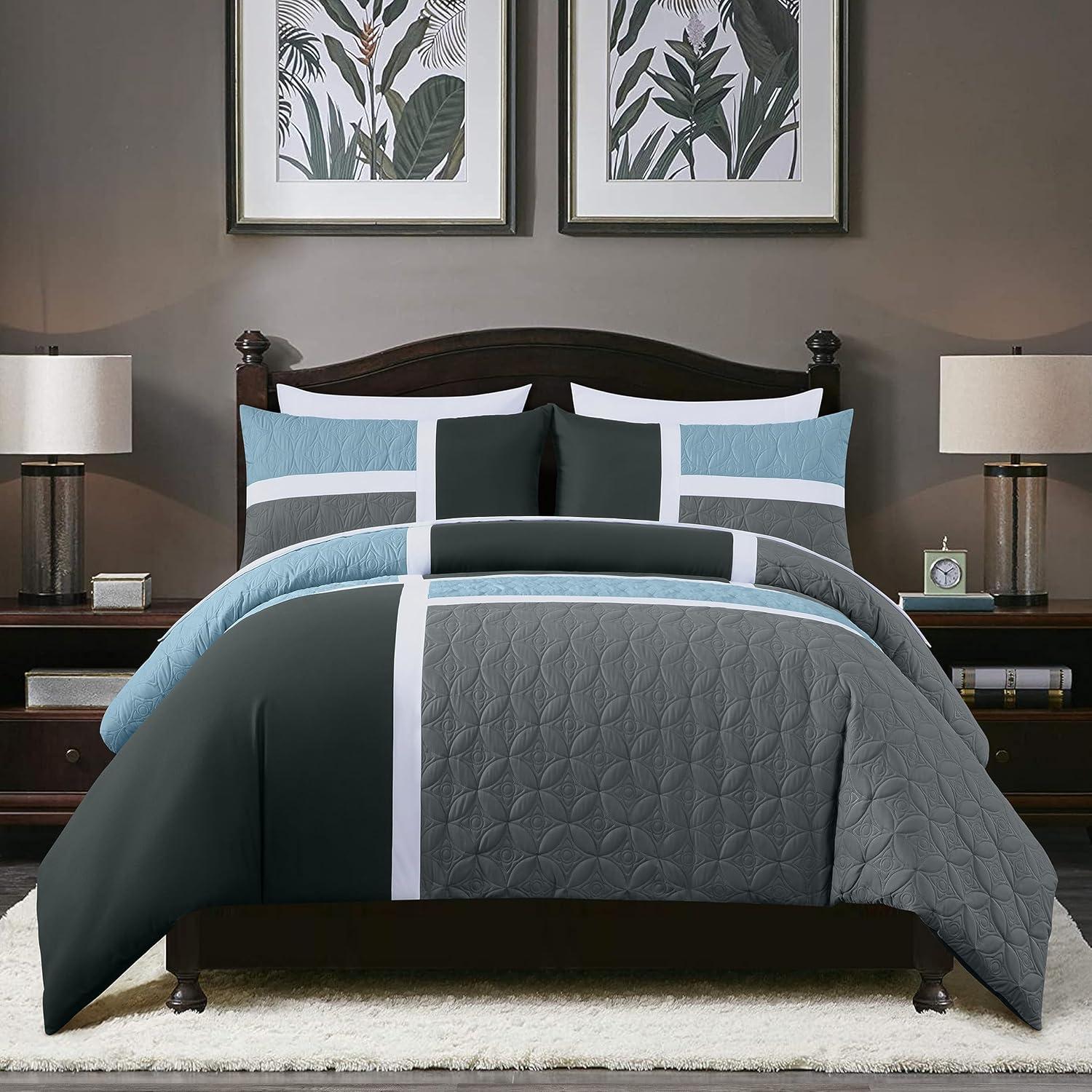 Chezmoi Collection 7-Piece Patchwork Bed in a Bag Comforter Set with Sheets