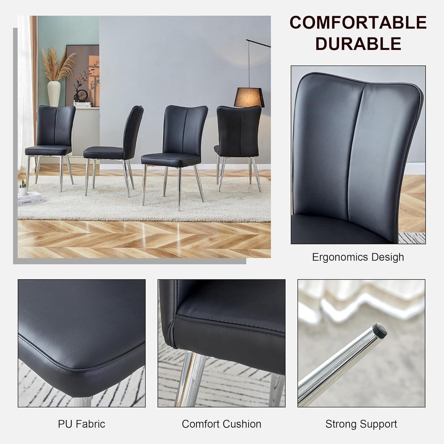 Dining Room Seating Modern minimalist transparent dining chair, plastic chair, armless crystal chair, Nordic creative makeup stool, negotiation chair, silver plated metal leg 6-piece set, TW-1200,Kit