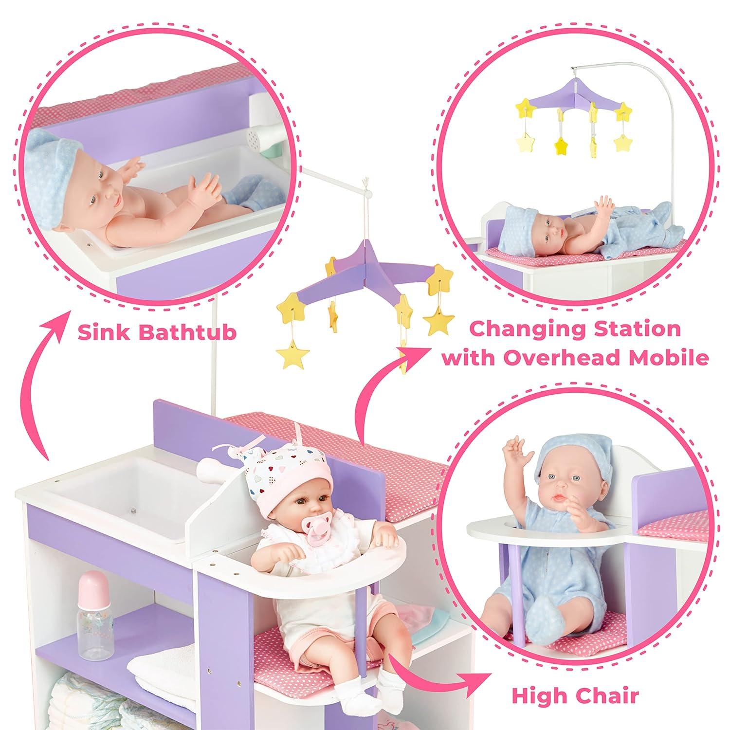 Teamson Kids Olivia's Little World Wooden Doll Changing Station