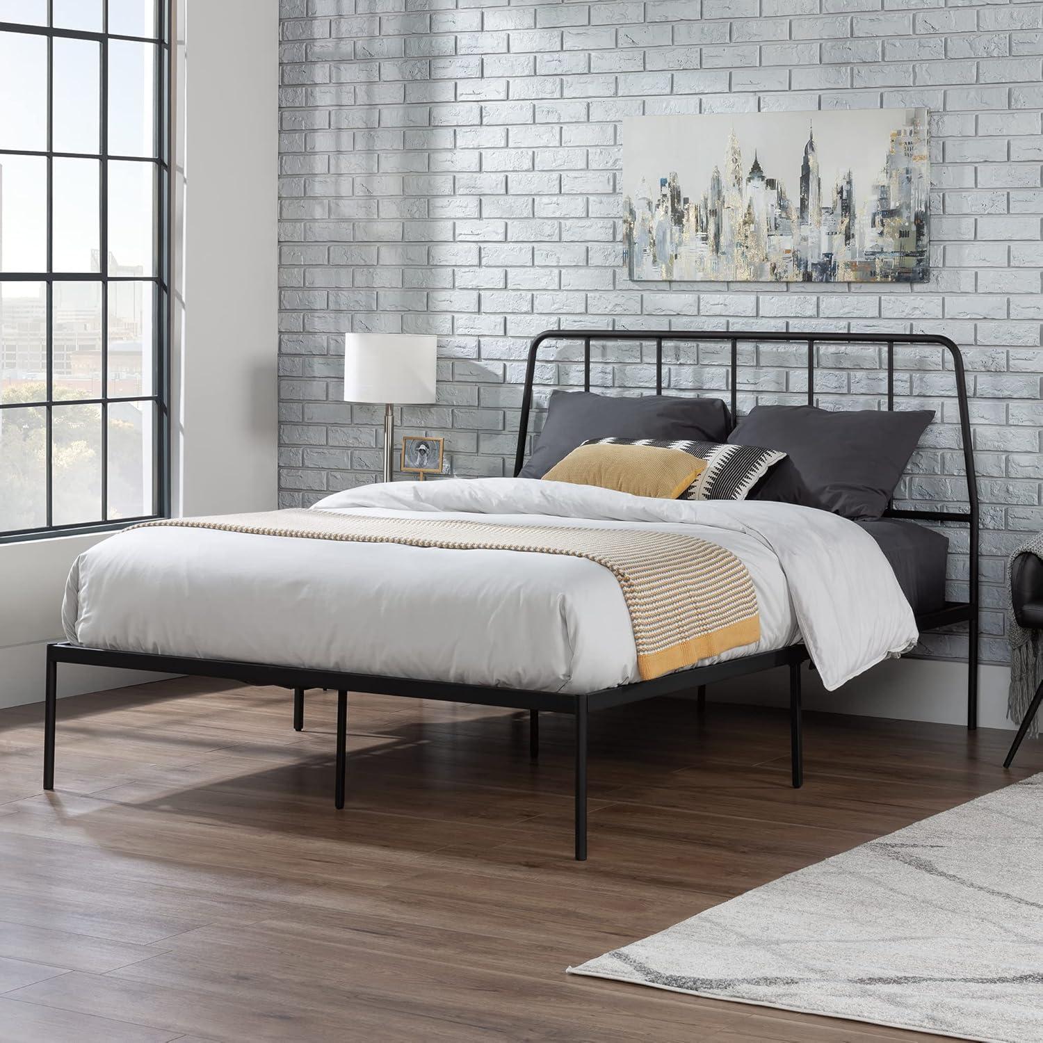 Harvey Park Black Metal Queen Platform Bed with Headboard