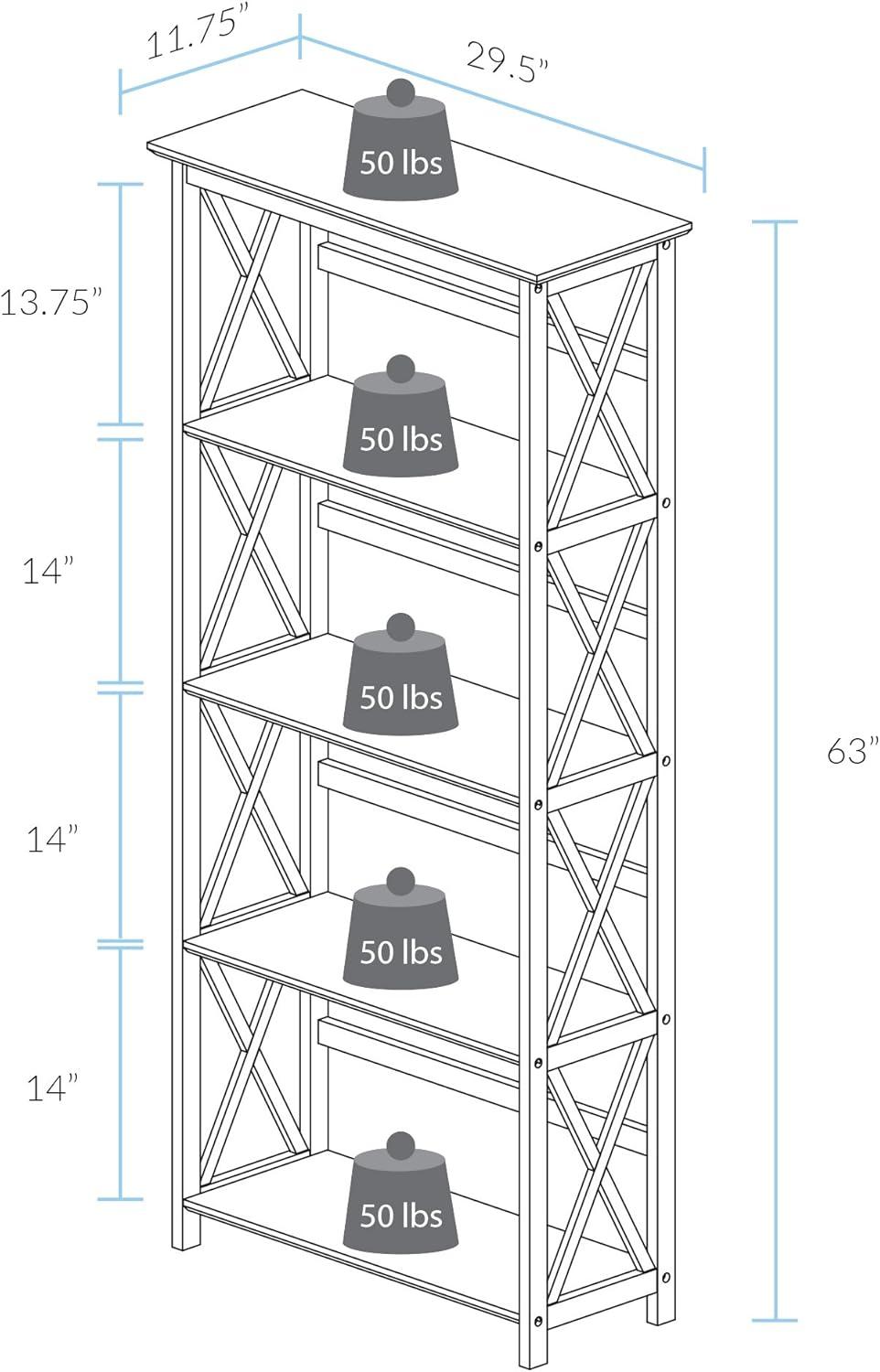 Montego Solid Wood Kids 5-Shelf White Bookcase