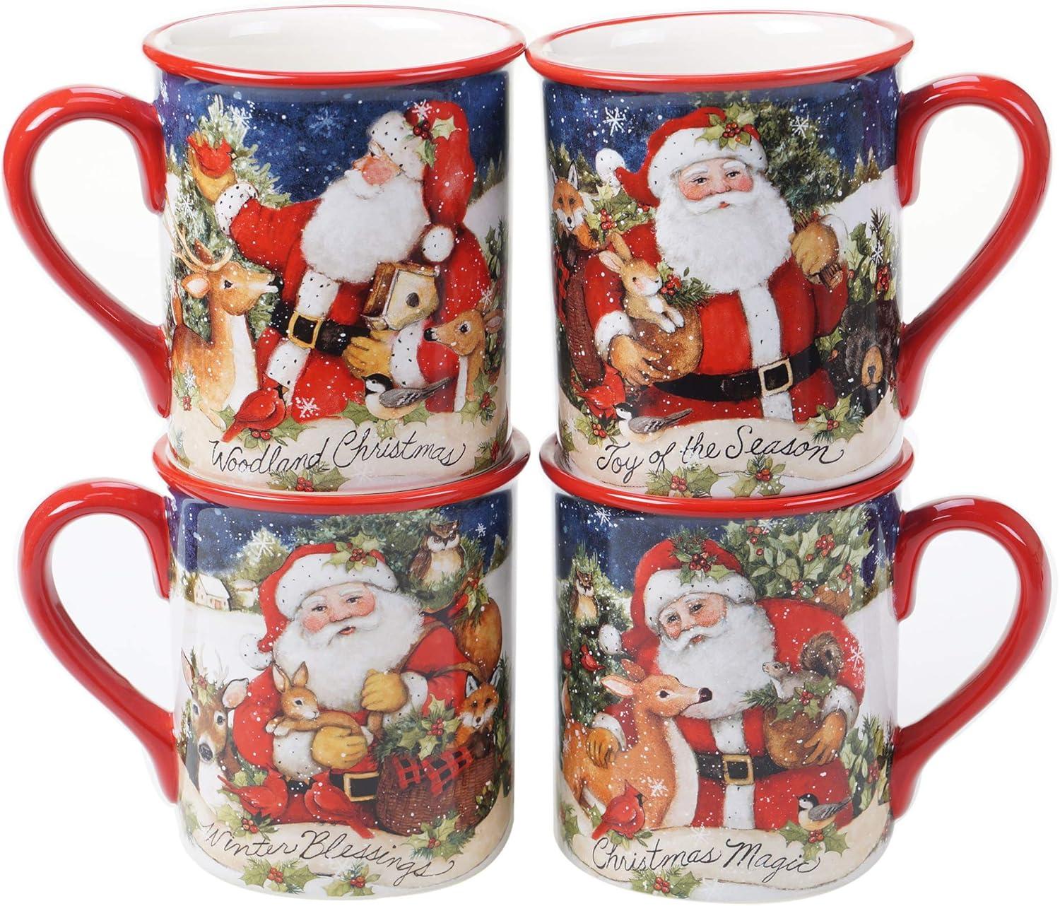 16oz 4pk Earthenware Magic of Christmas Santa Mugs - Certified International