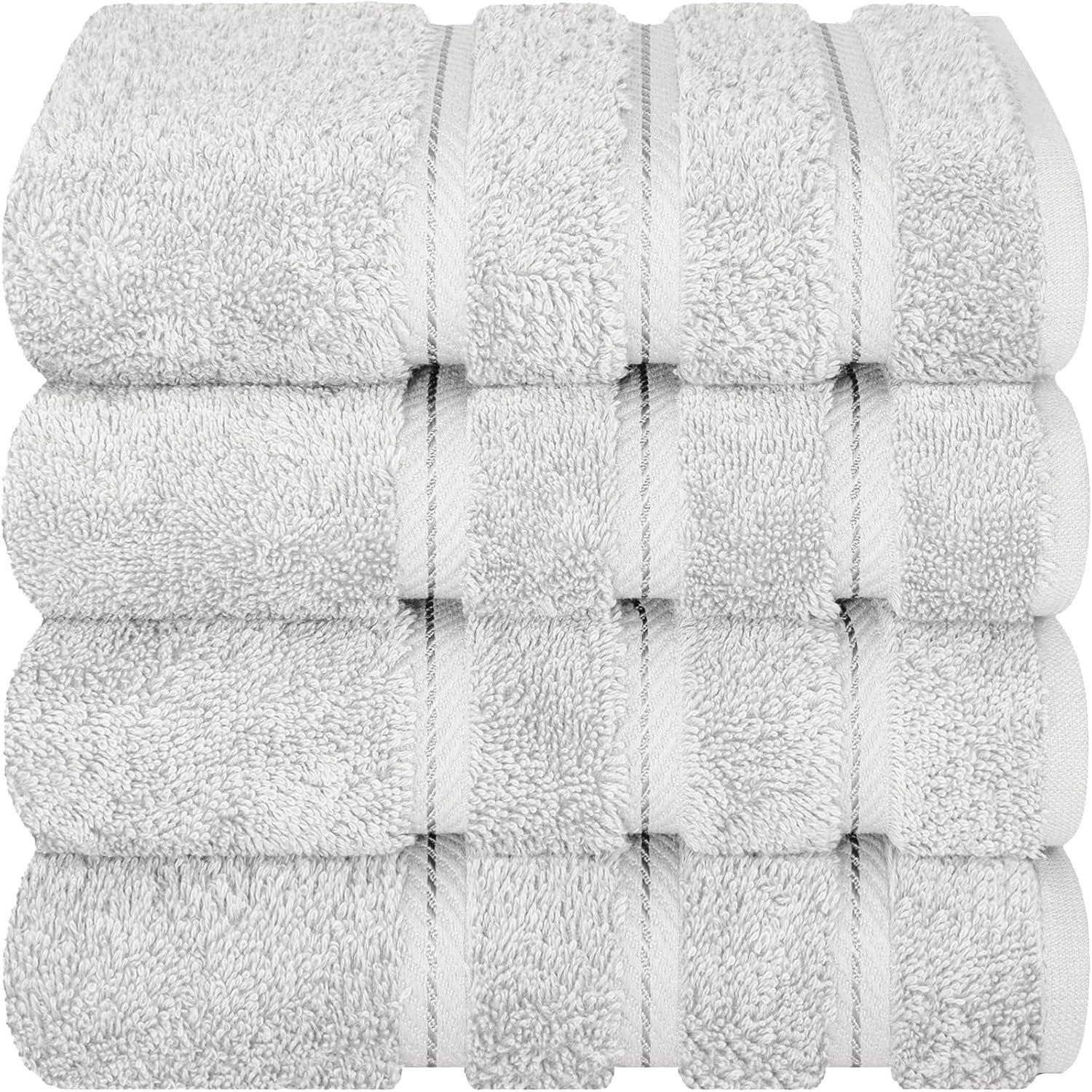 American Soft Linen Luxury Turkish 4 Piece Hand Towel Set, 100% Cotton  16x28 inches Soft and Quick Dry Hand Towels for Bathroom