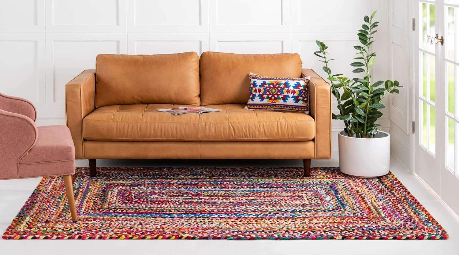 Unique Loom Braided Chindi Collection Area Rug - Layer (8'  x 11' Rectangle Multi/Blue)