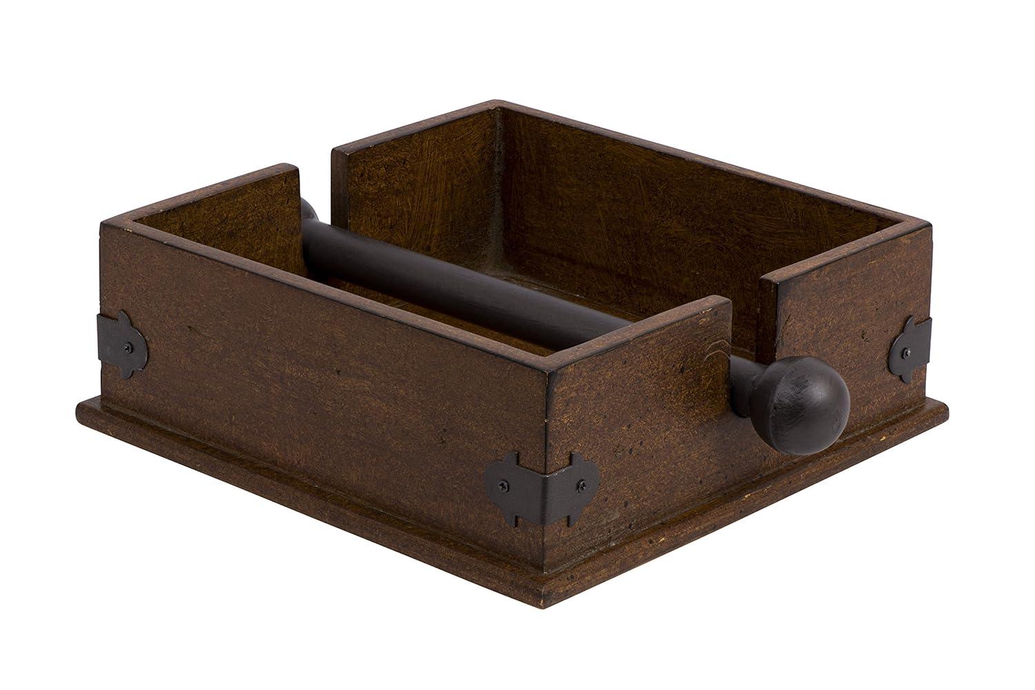 Storied Home Square Wood & Metal Dinner Napkin Holder: Freestanding, Spot Clean, Kitchen Accessory