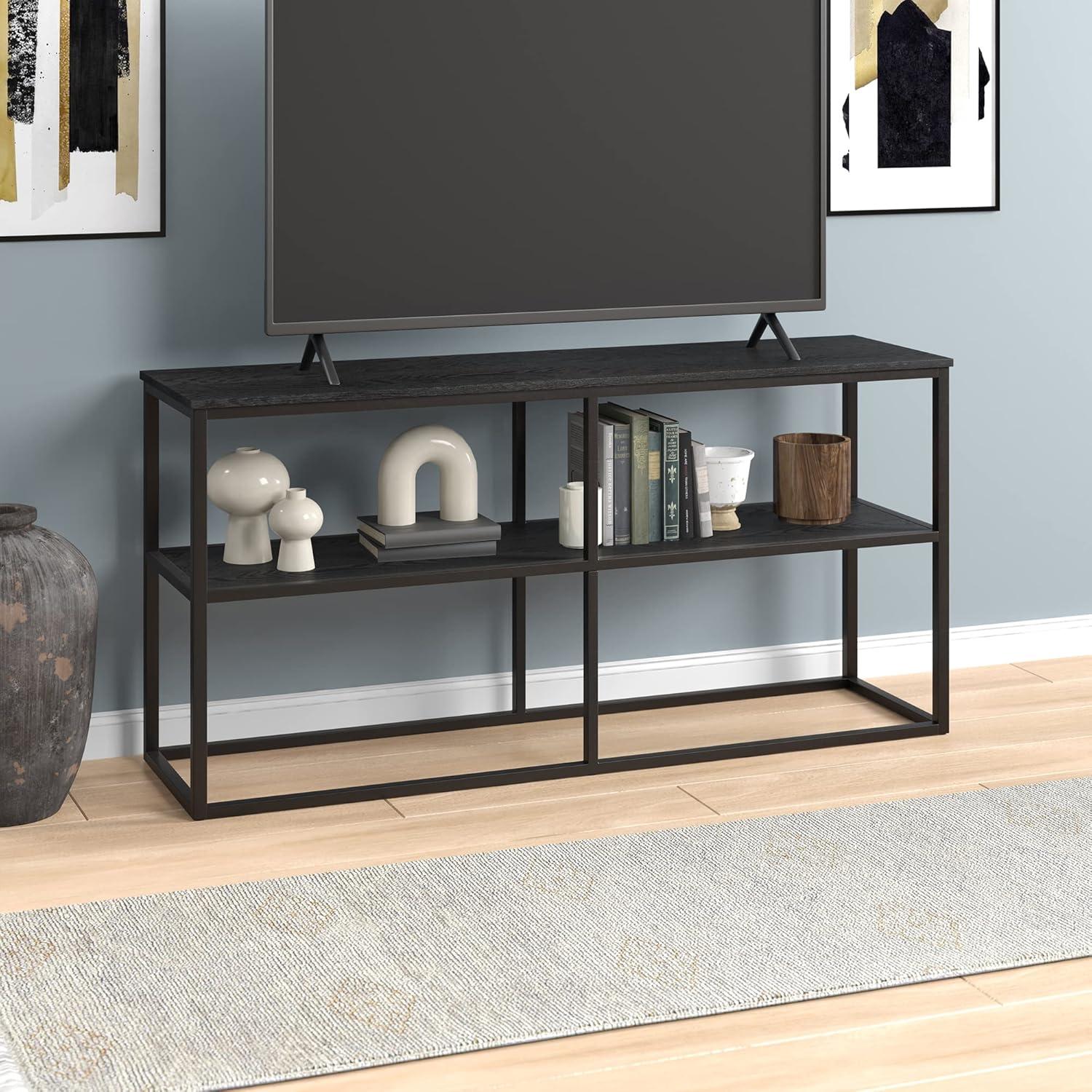 Black Grain Industrial Rectangular TV Stand for 65" TVs