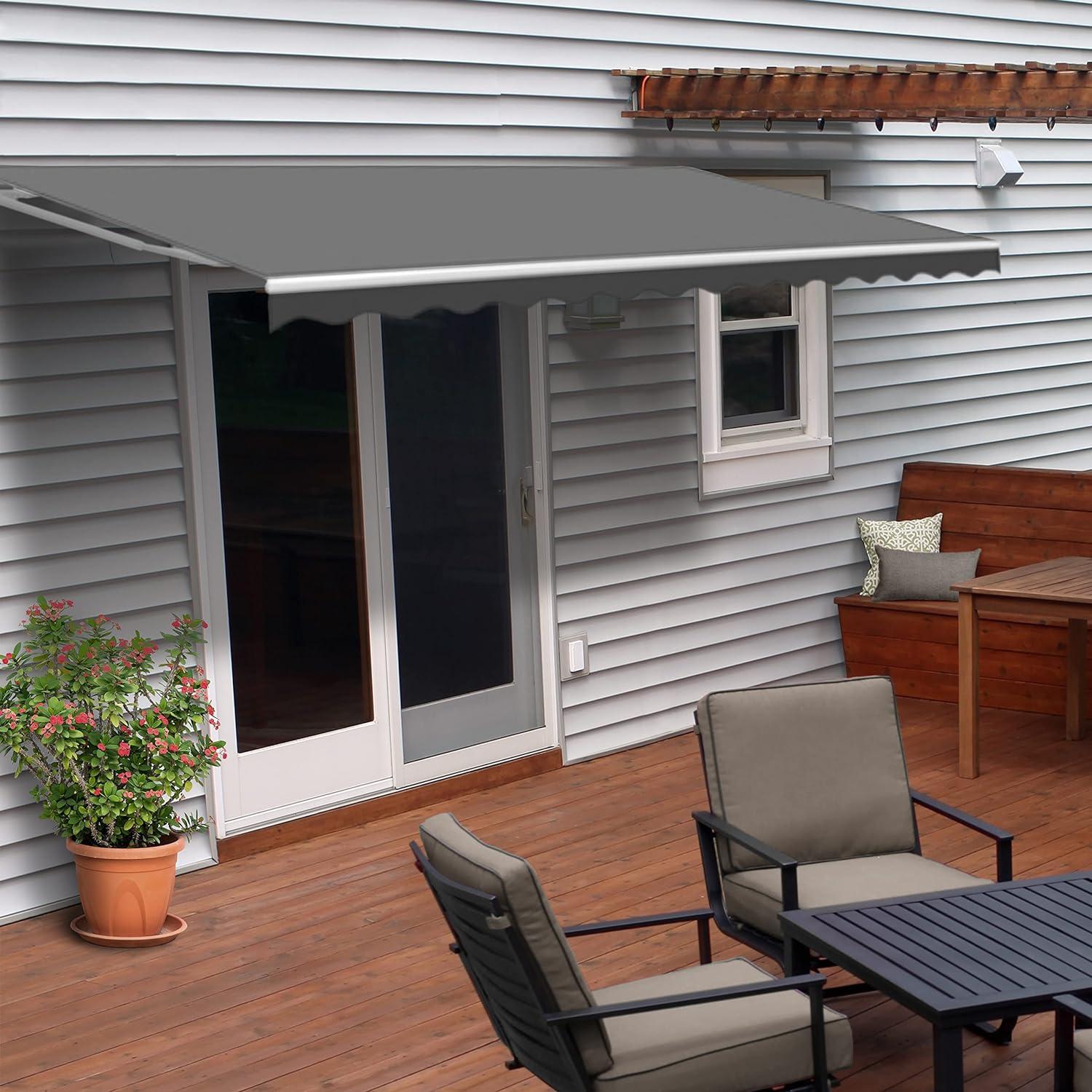 Motorized Retractable White Frame Patio Awning