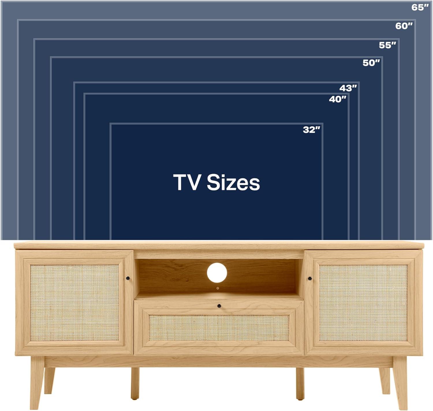 JONATHAN Y TVS1002A Finley 59 in. Farmhouse Caned TV Stand with Drawer and Storage Doors Fits TVs up to 65 in. with Cable Management