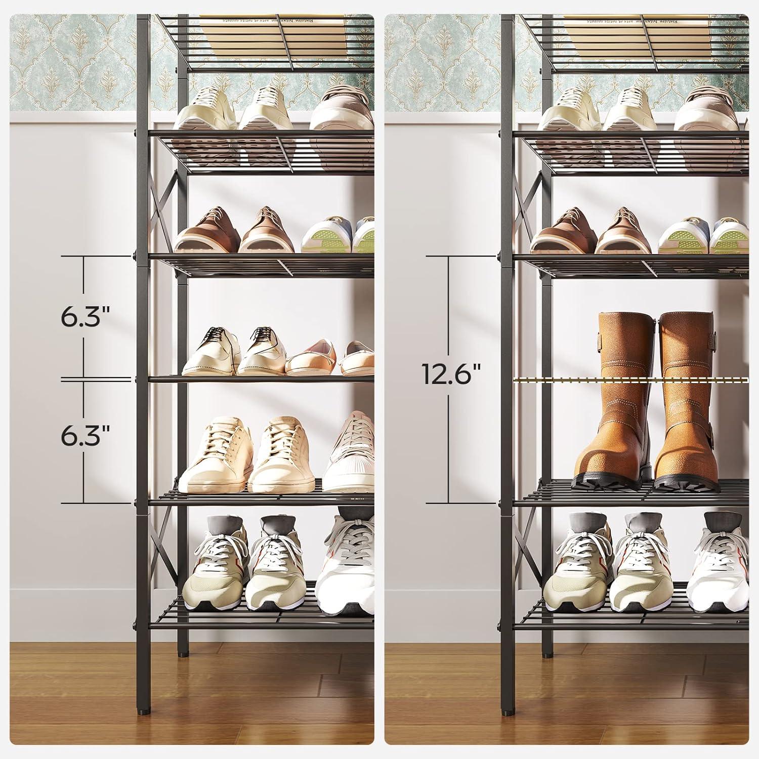 Charcoal 10-Tier Metal Mesh Shoe Rack Organizer