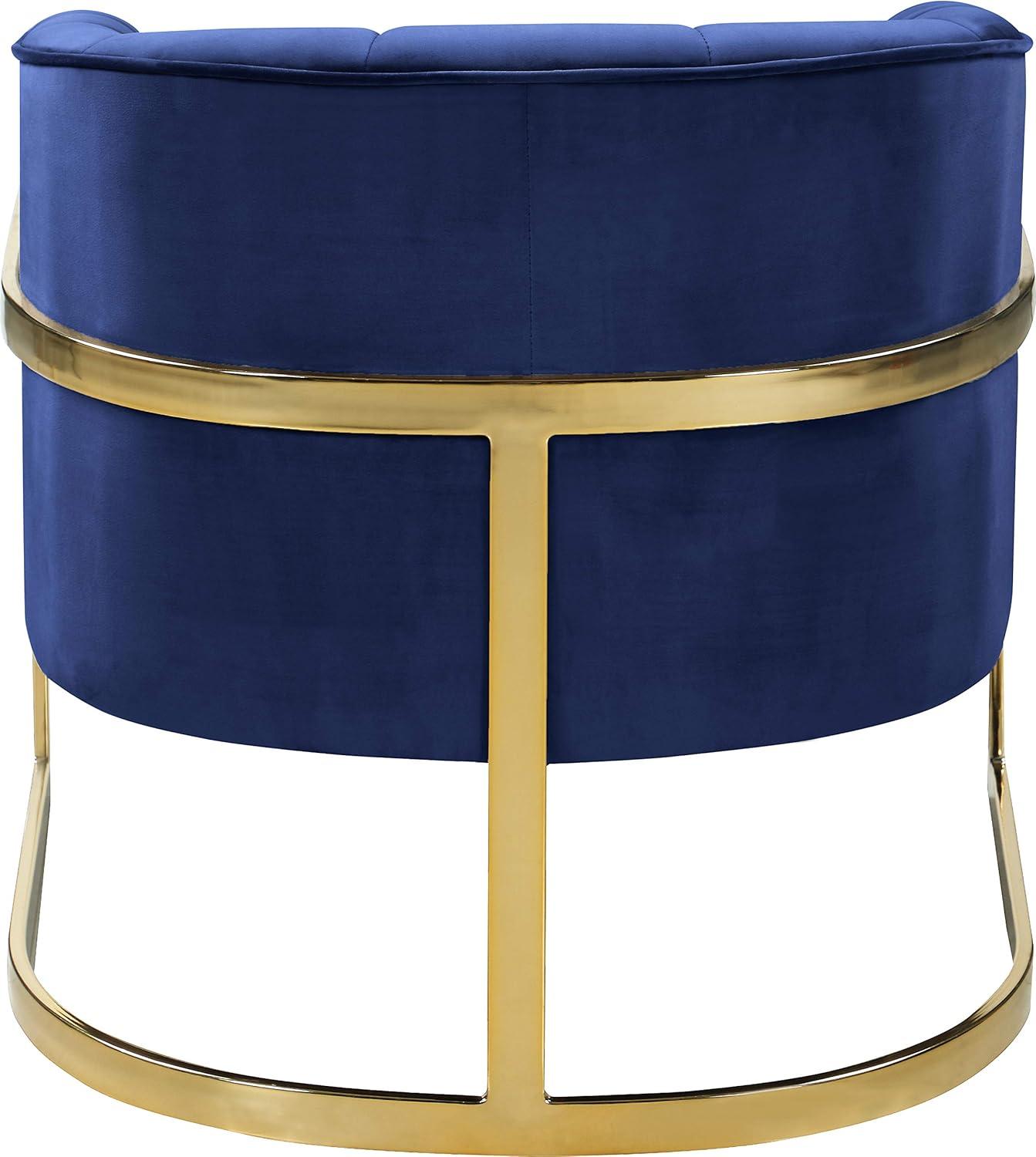 Elegant Carter Navy Velvet Accent Chair with Gold Stainless Steel Base