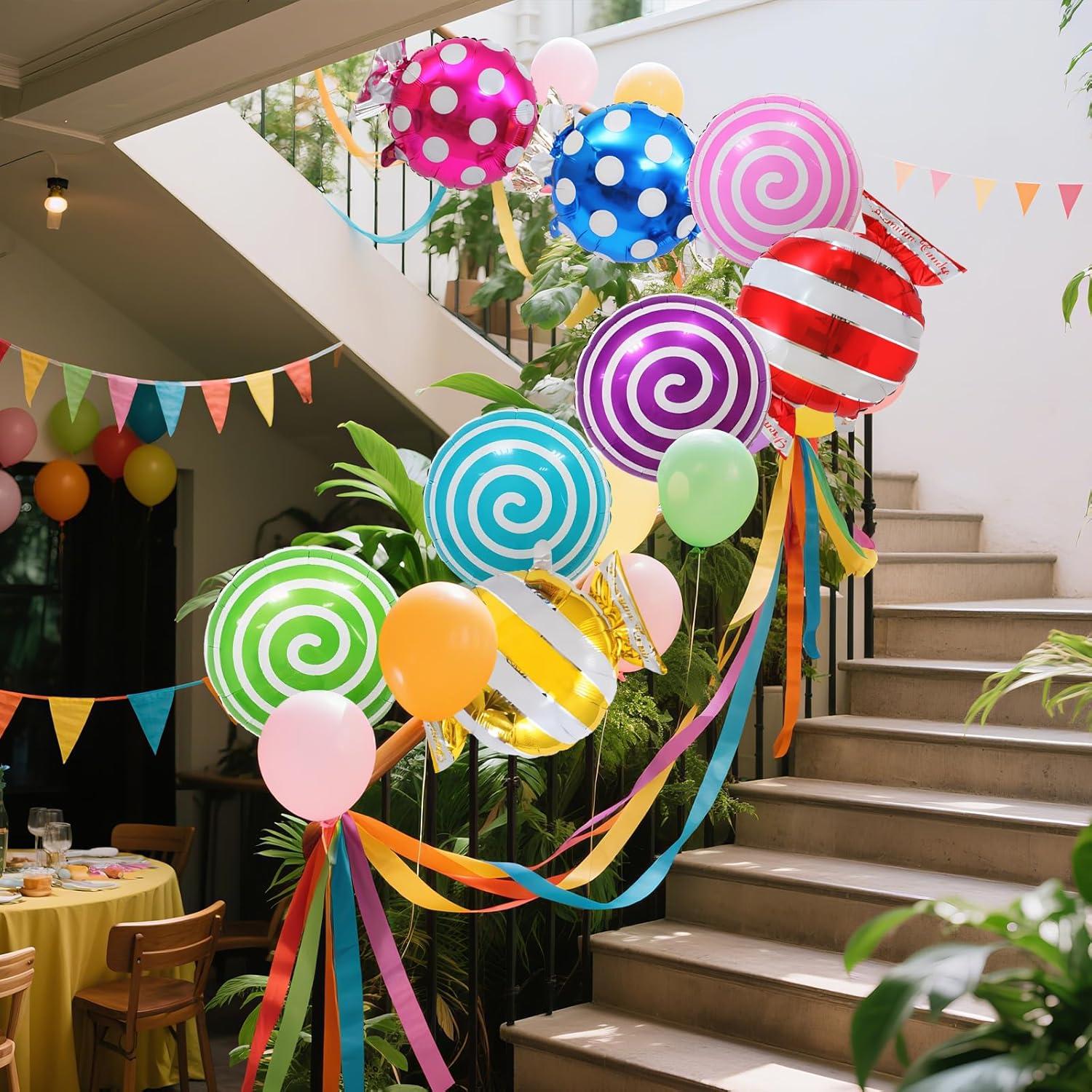 21 pcs 18" Sweet Candy Balloons, Round Lollipop Balloon Birthday Wedding Party Balloons