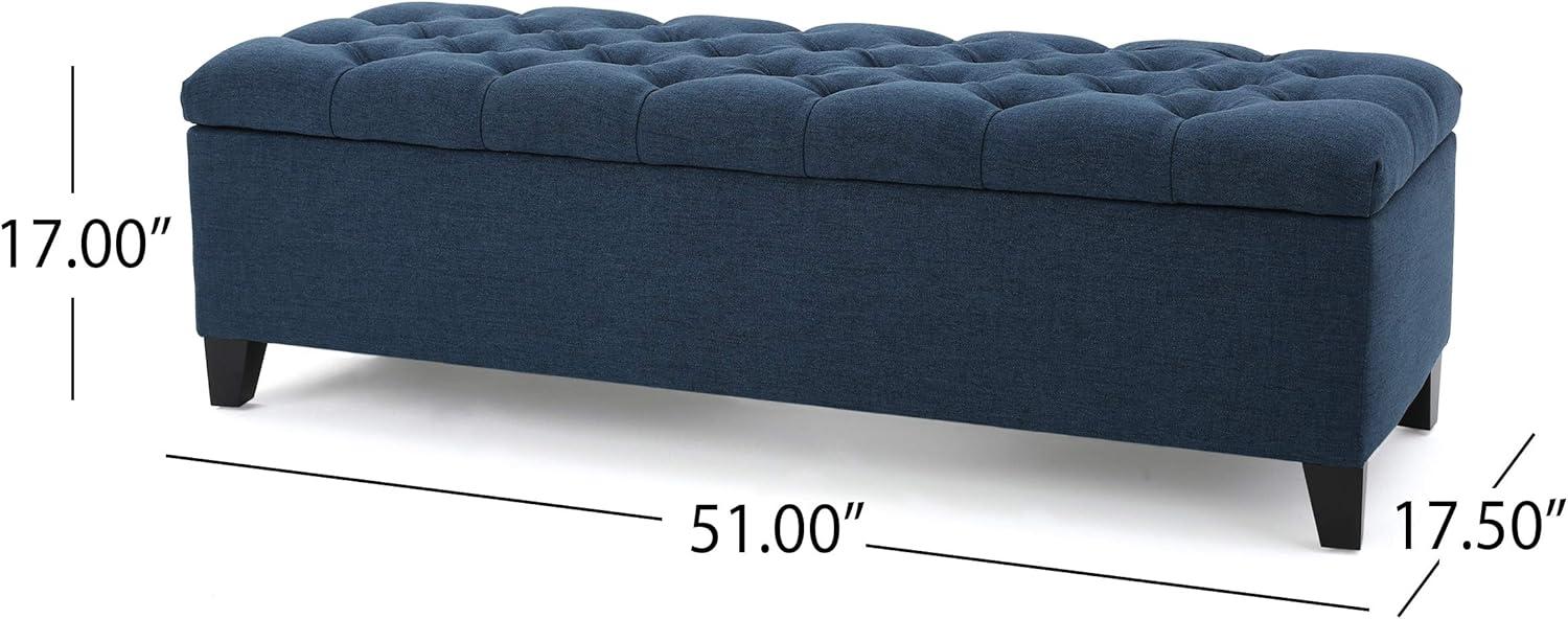 Ottilie Storage Ottoman Dark Blue - Christopher Knight Home: Upholstered Bedroom Seating with Tufted Lid