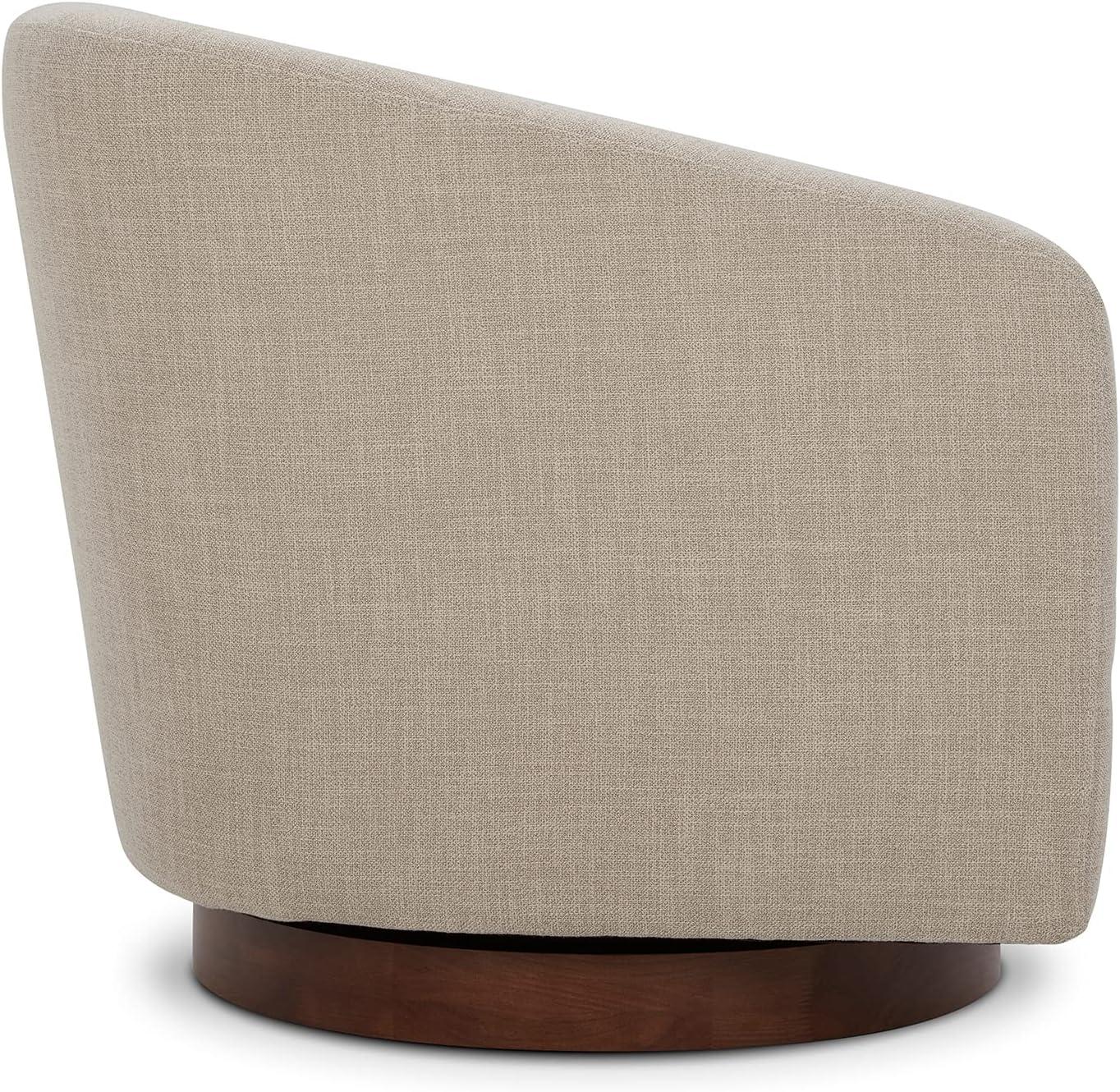 CHITA Swivel Accent Chair Fabric, Round Barrel Arm Chair Living Room, Flax Beige