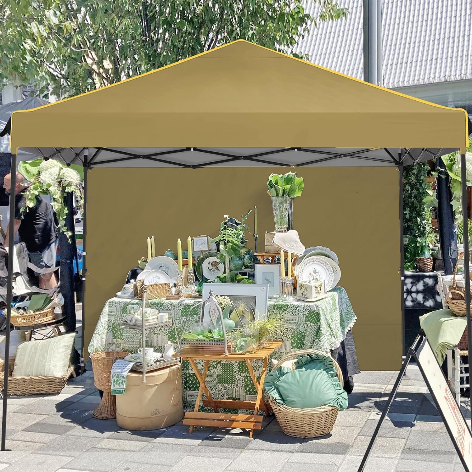 Khaki 10x10 Waterproof Alloy Steel Pop Up Canopy Tent