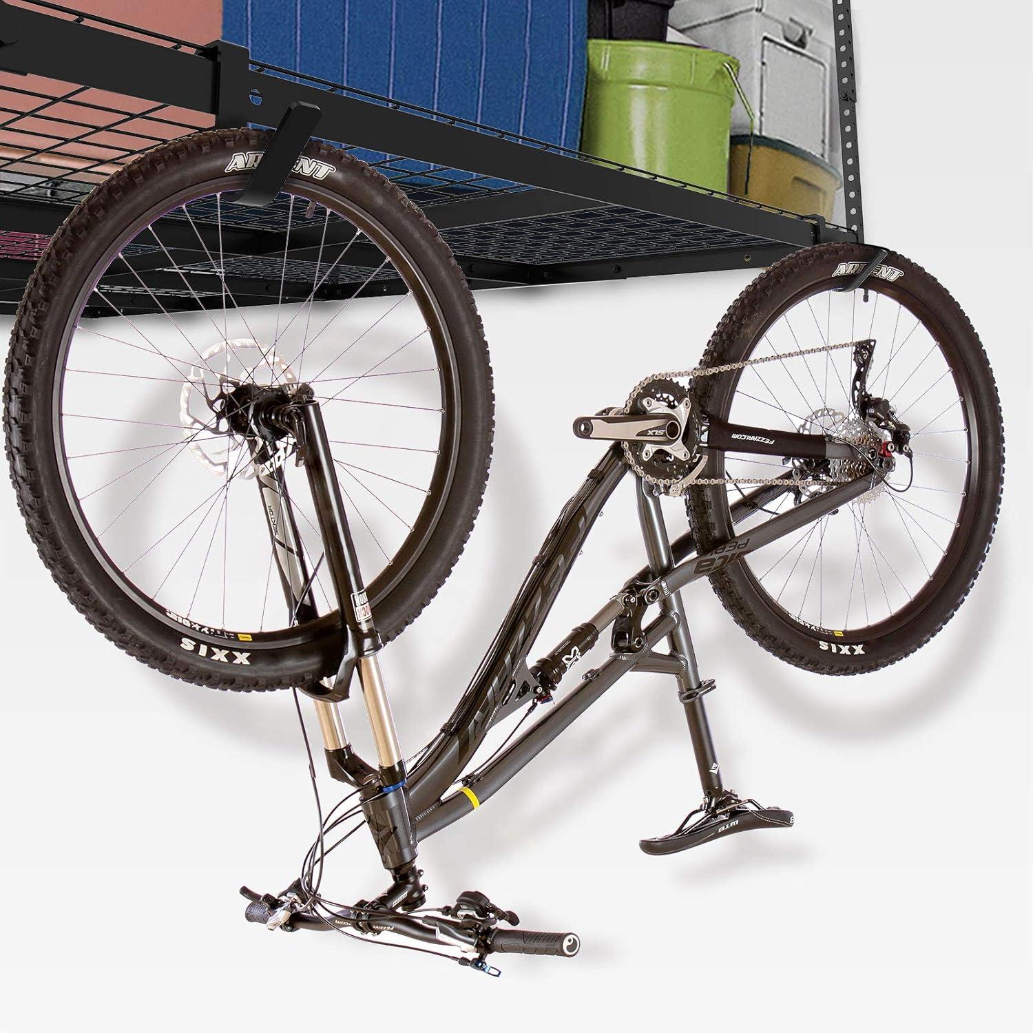 FLEXIMOUNTS 4 Pack Add On Storage Rail Hook Accessory for Ceiling Rack and Wall Shelving, Max Weight Capacity up to 50lbs, Black