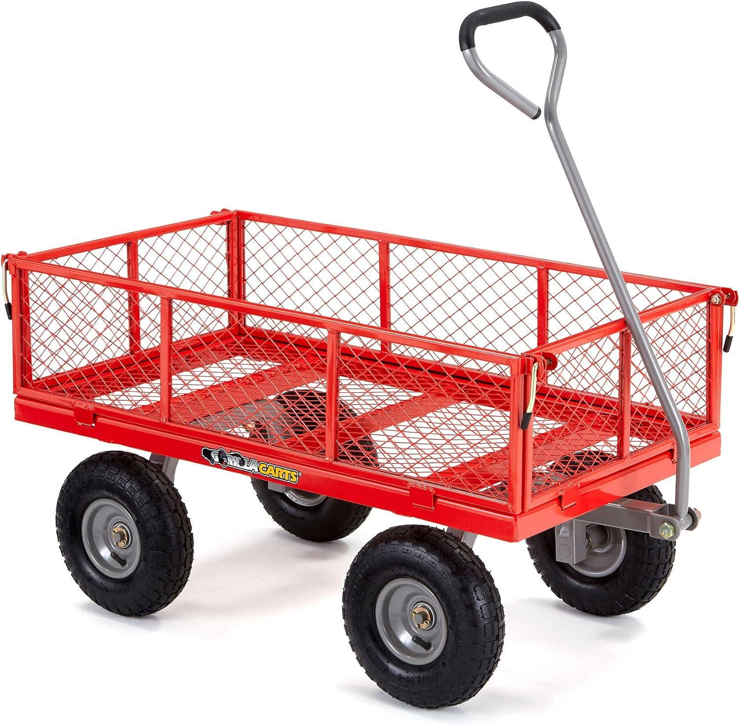 Gorilla Cart 1000 Pound Capacity Heavy Duty Steel Mesh Utility Wagon Cart